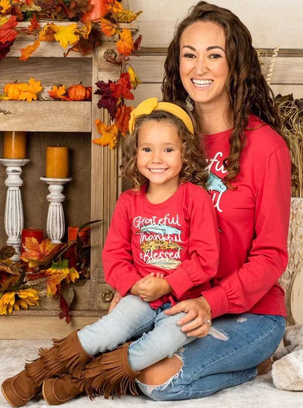 Mommy and Me Grateful, Thankful and Blessed Knot Hem Top - Image 4
