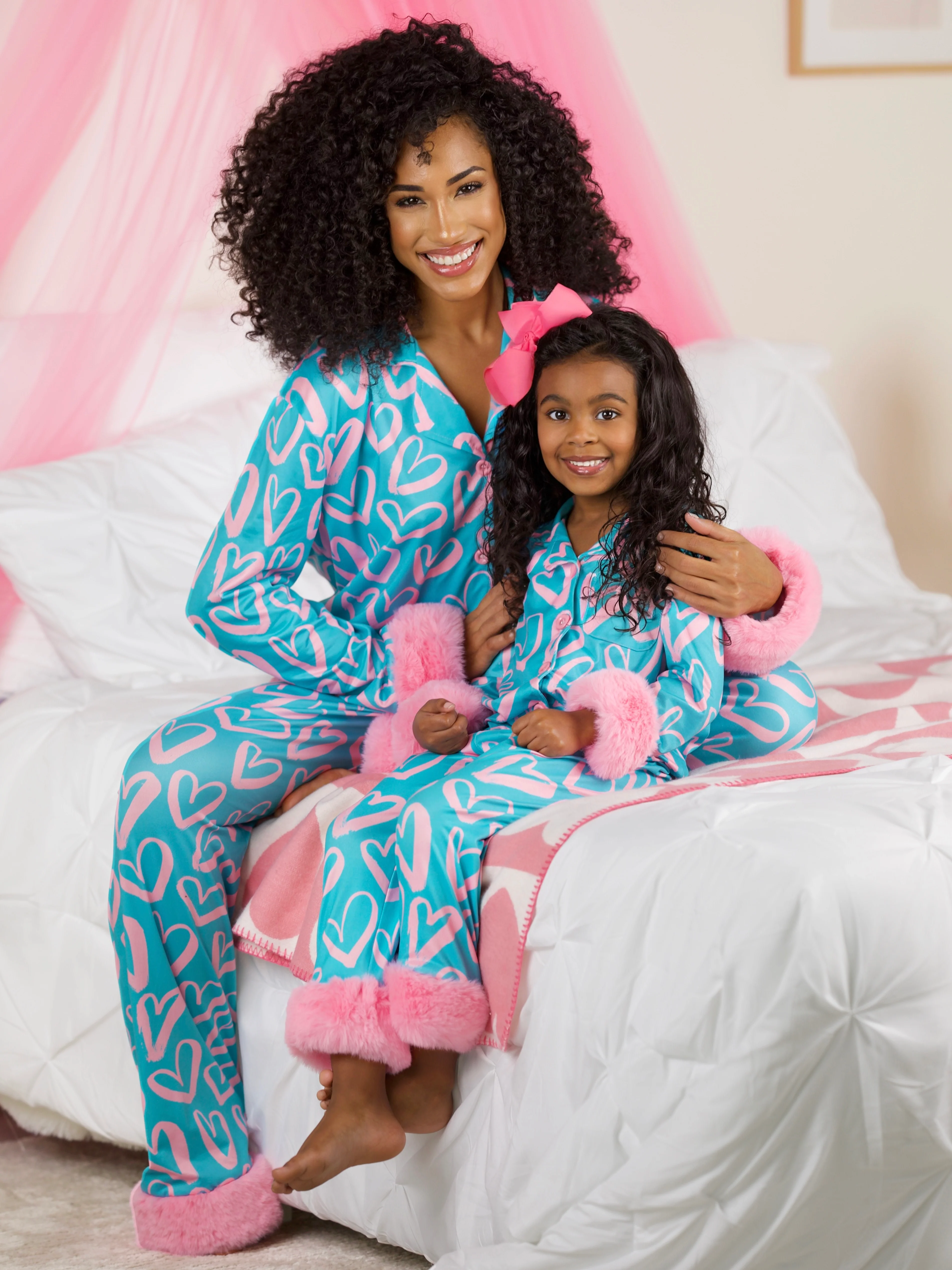 Mommy and Me Heart Furry Pajama Set - Image 2