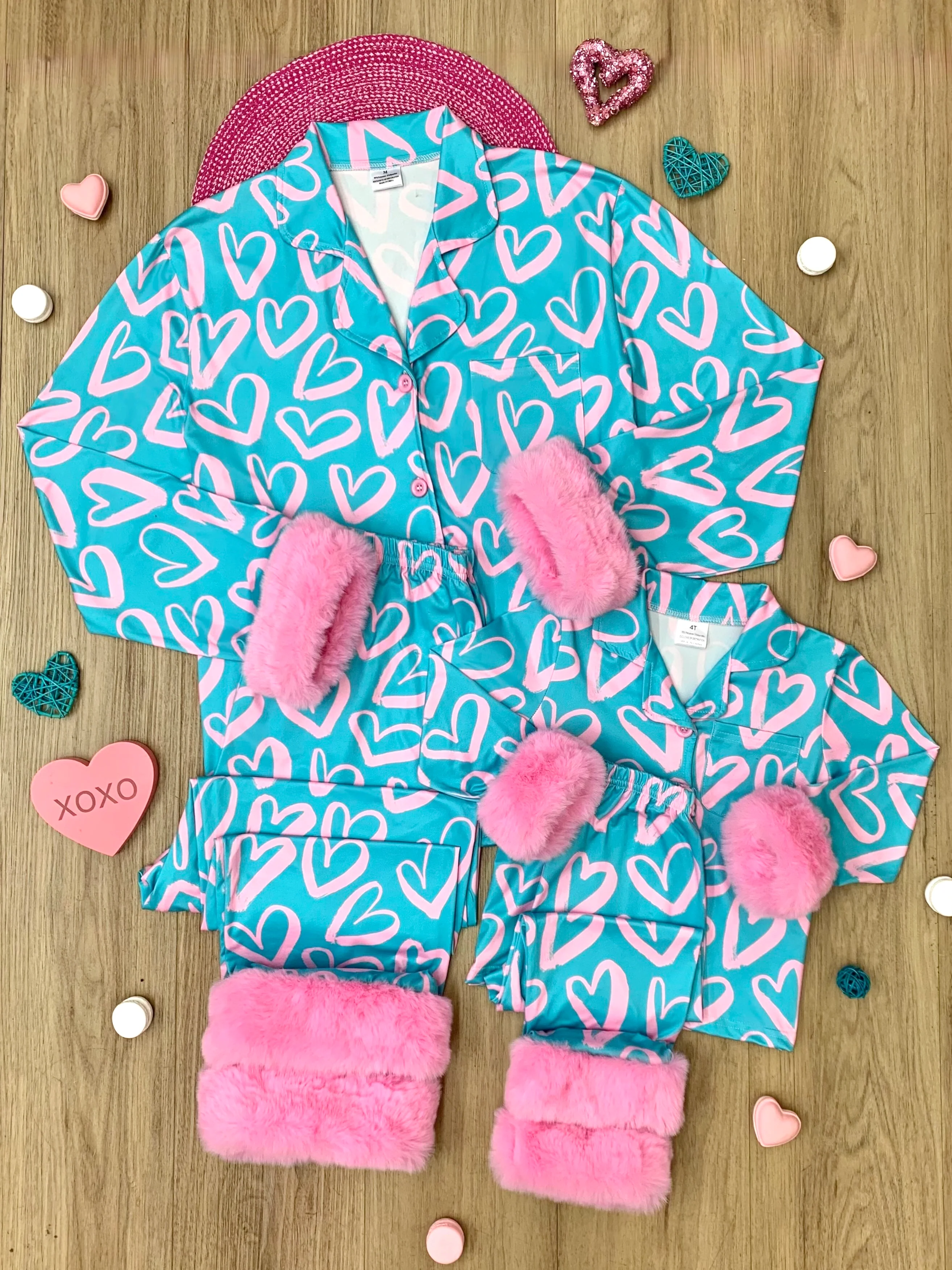 Mommy and Me Heart Furry Pajama Set - Image 3