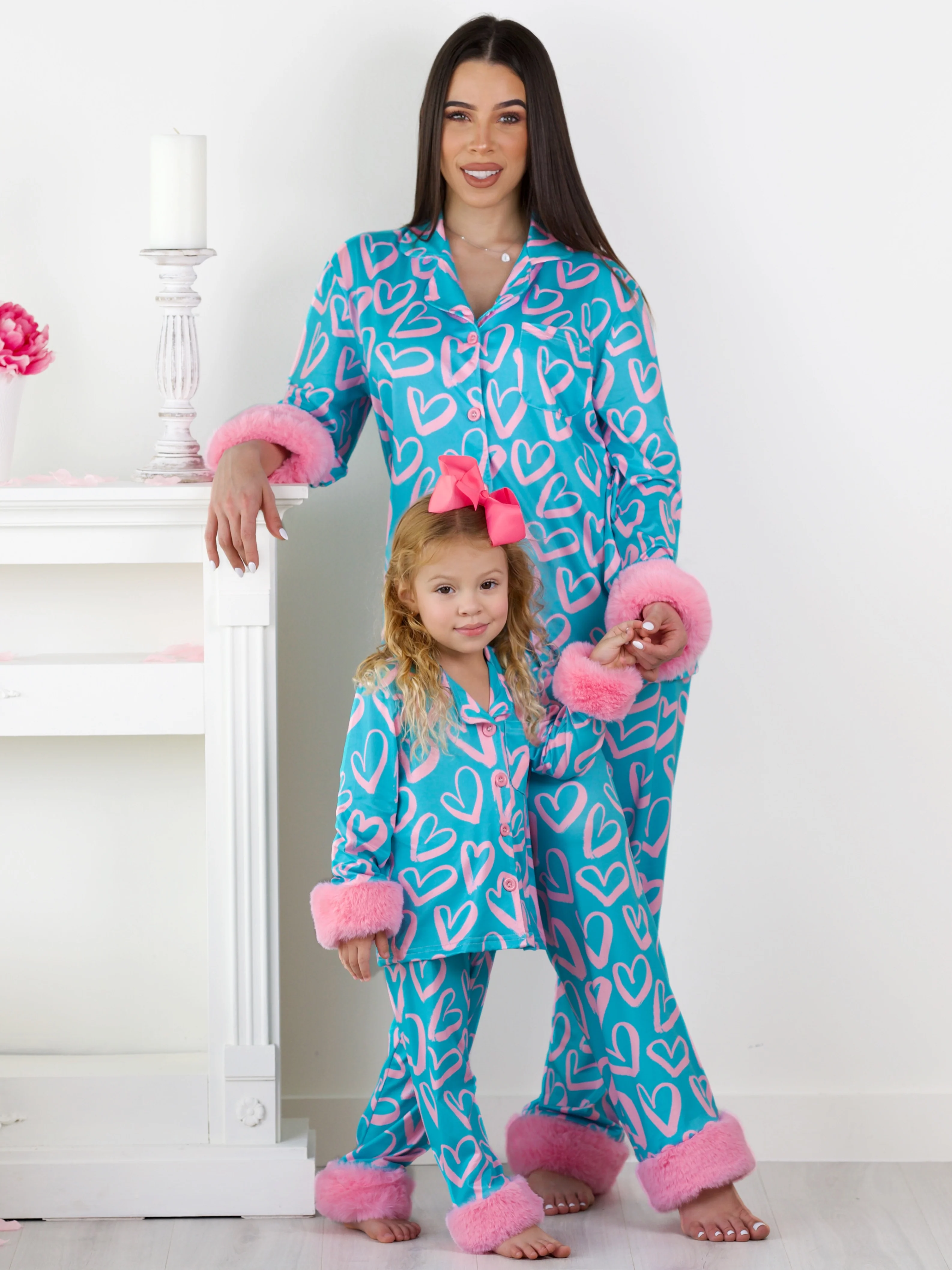 Mommy and Me Heart Furry Pajama Set - Image 6