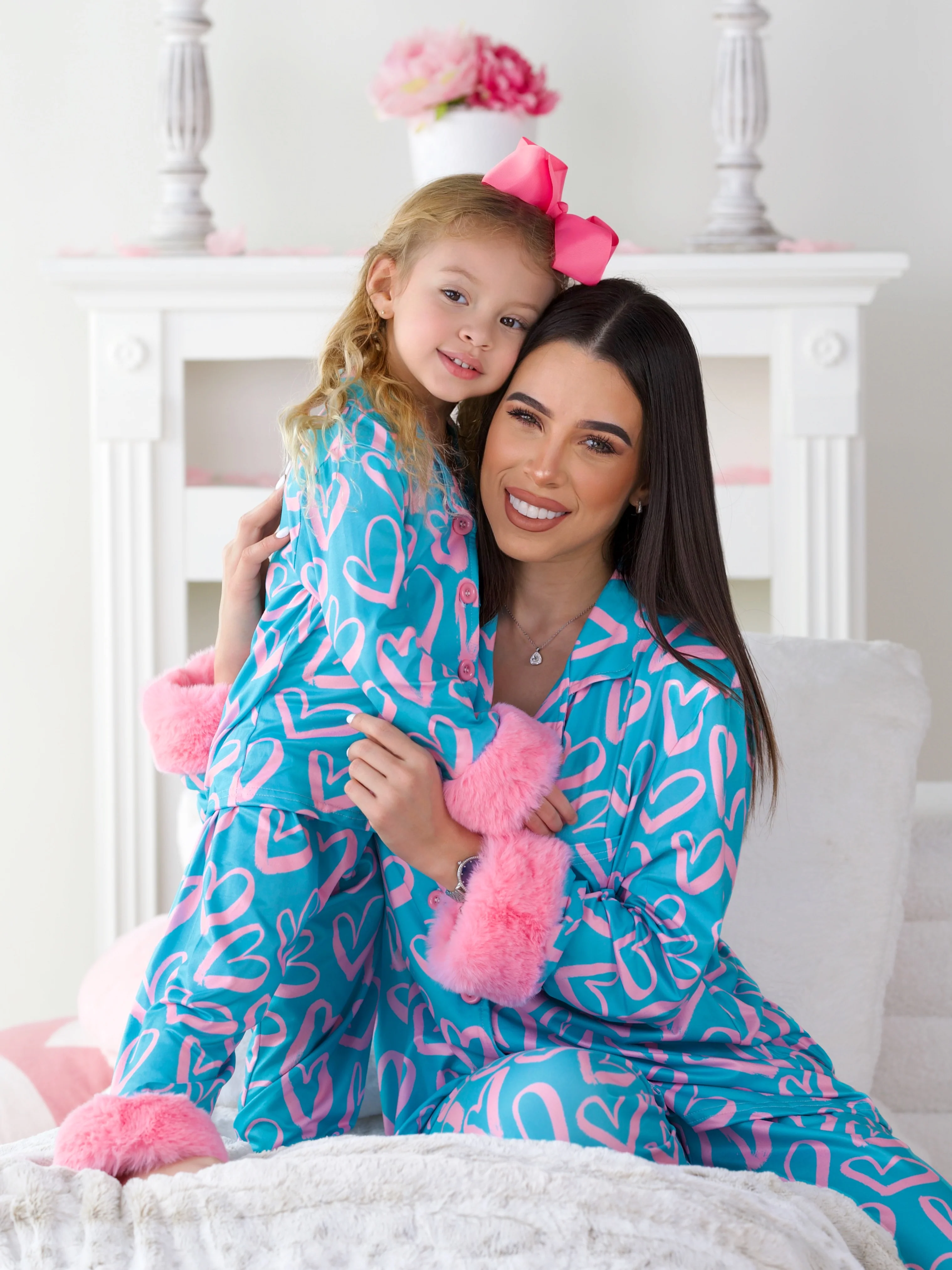 Mommy and Me Heart Furry Pajama Set - Image 7