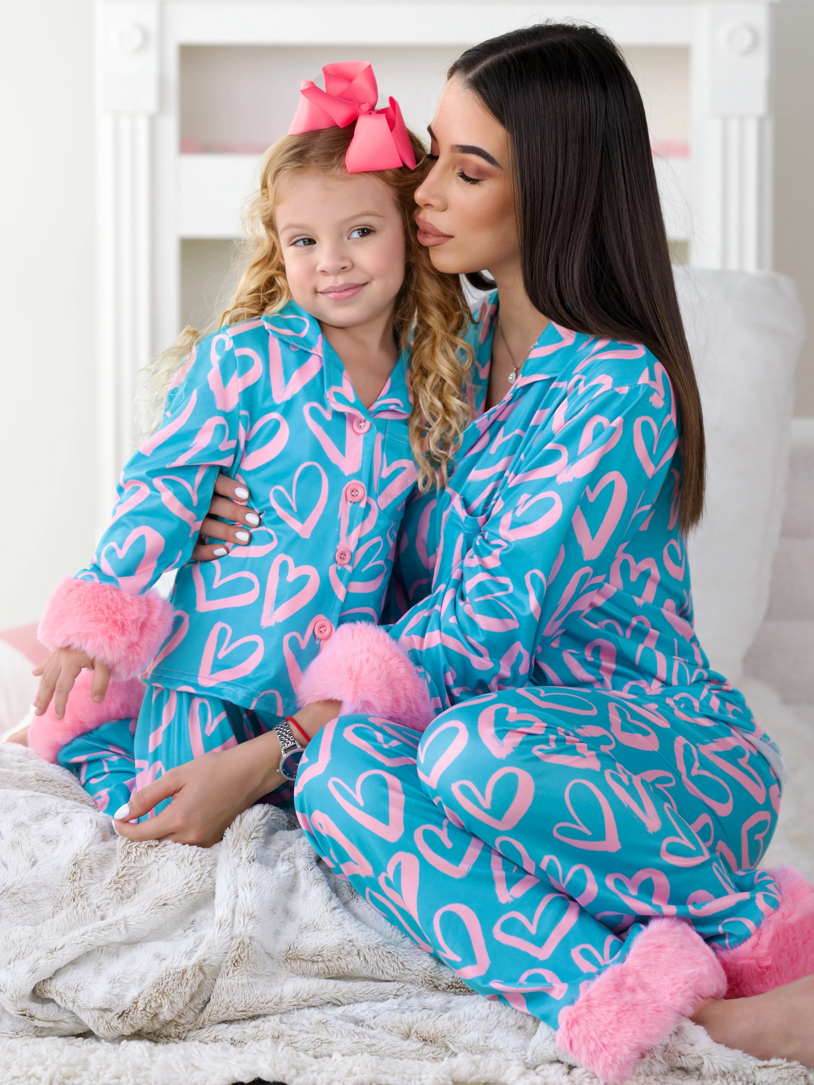 Mommy and Me Heart Furry Pajama Set - Image 8
