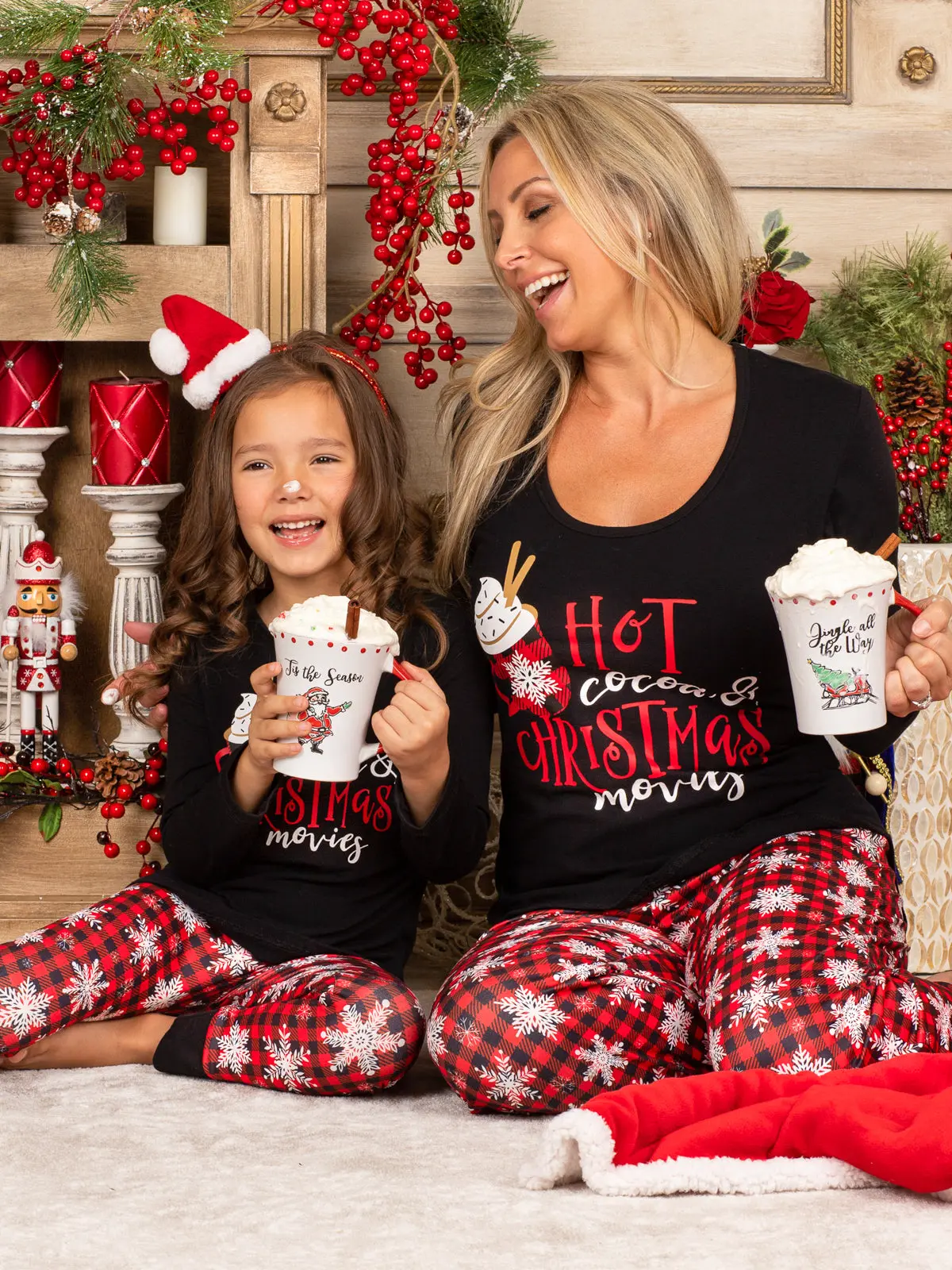 Mommy and Me Hot Cocoa and Christmas Movies Pajama Set - Image 2