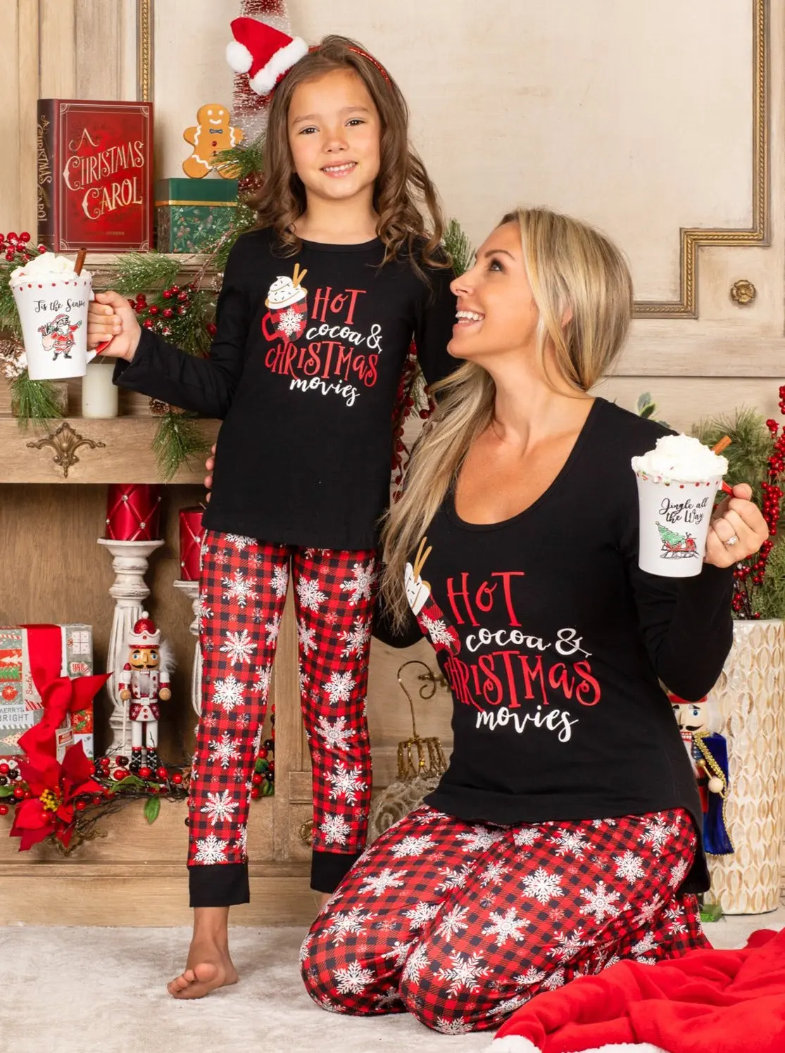 Mommy and Me Hot Cocoa and Christmas Movies Pajama Set - Image 6