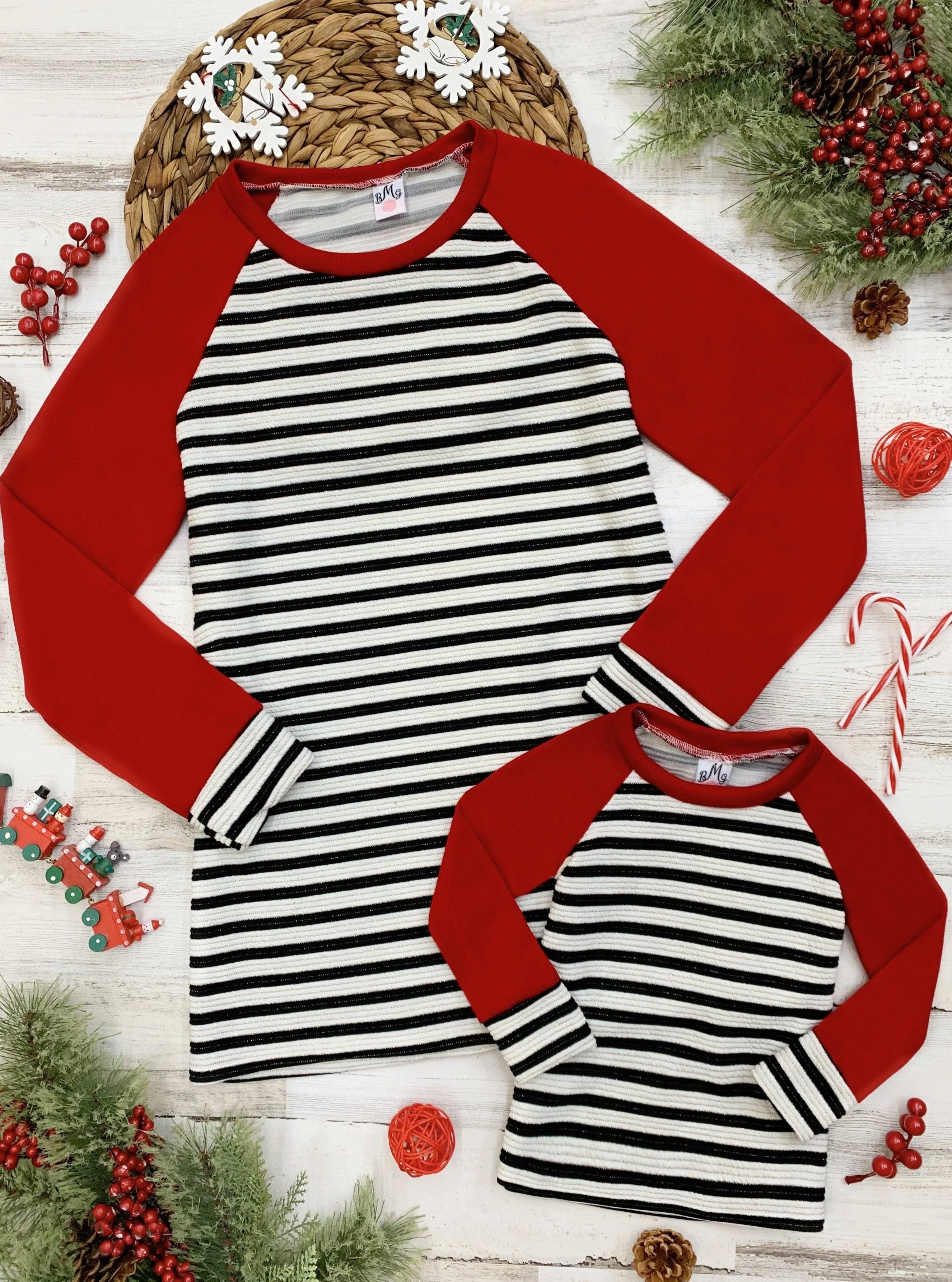 Mommy and Me Striped Like Mama Raglan Top - Image 2