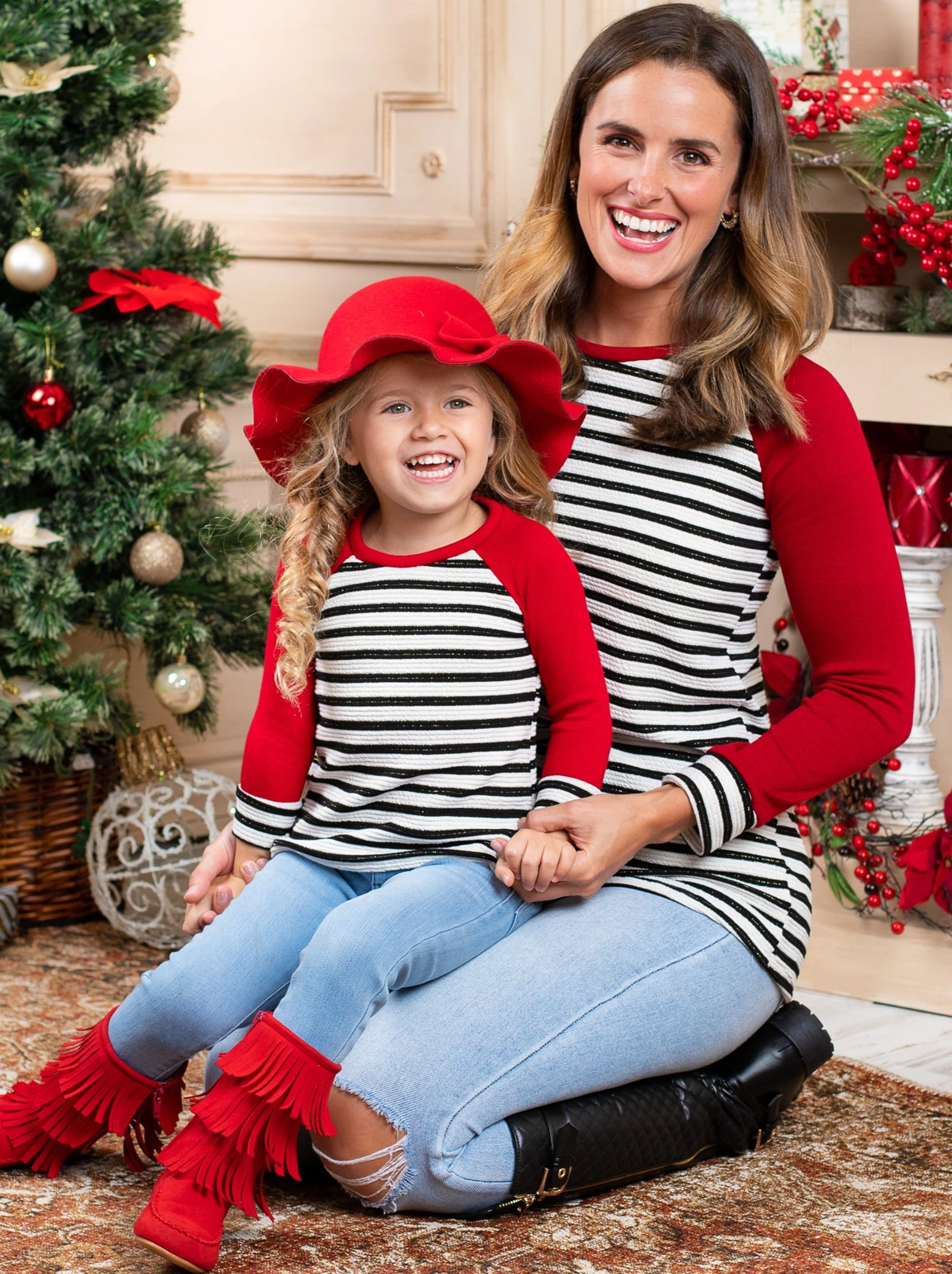 Mommy and Me Striped Like Mama Raglan Top - Image 3