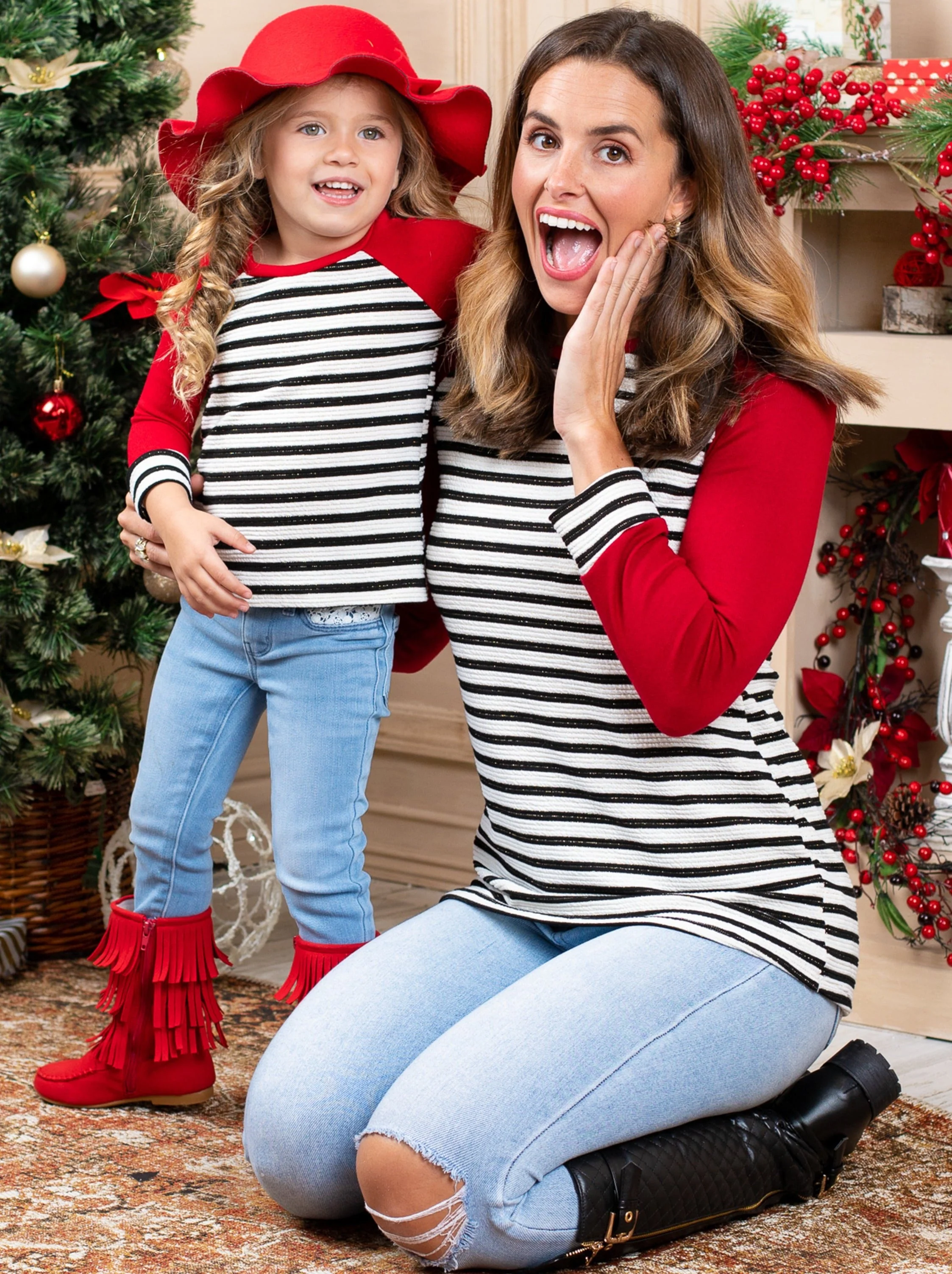 Mommy and Me Striped Like Mama Raglan Top - Image 4