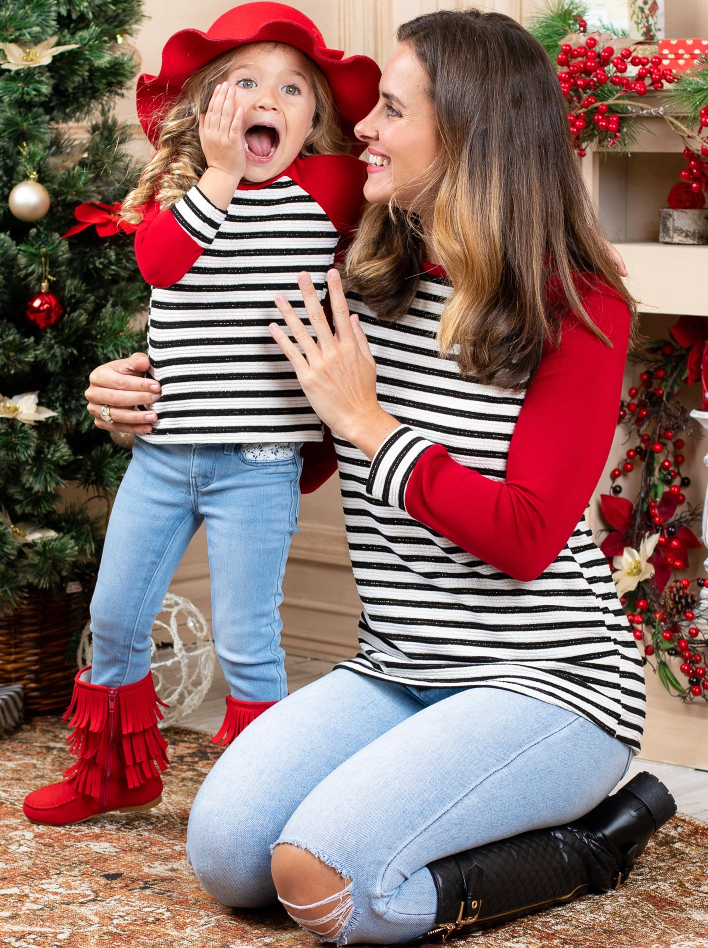 Mommy and Me Striped Like Mama Raglan Top - Image 5
