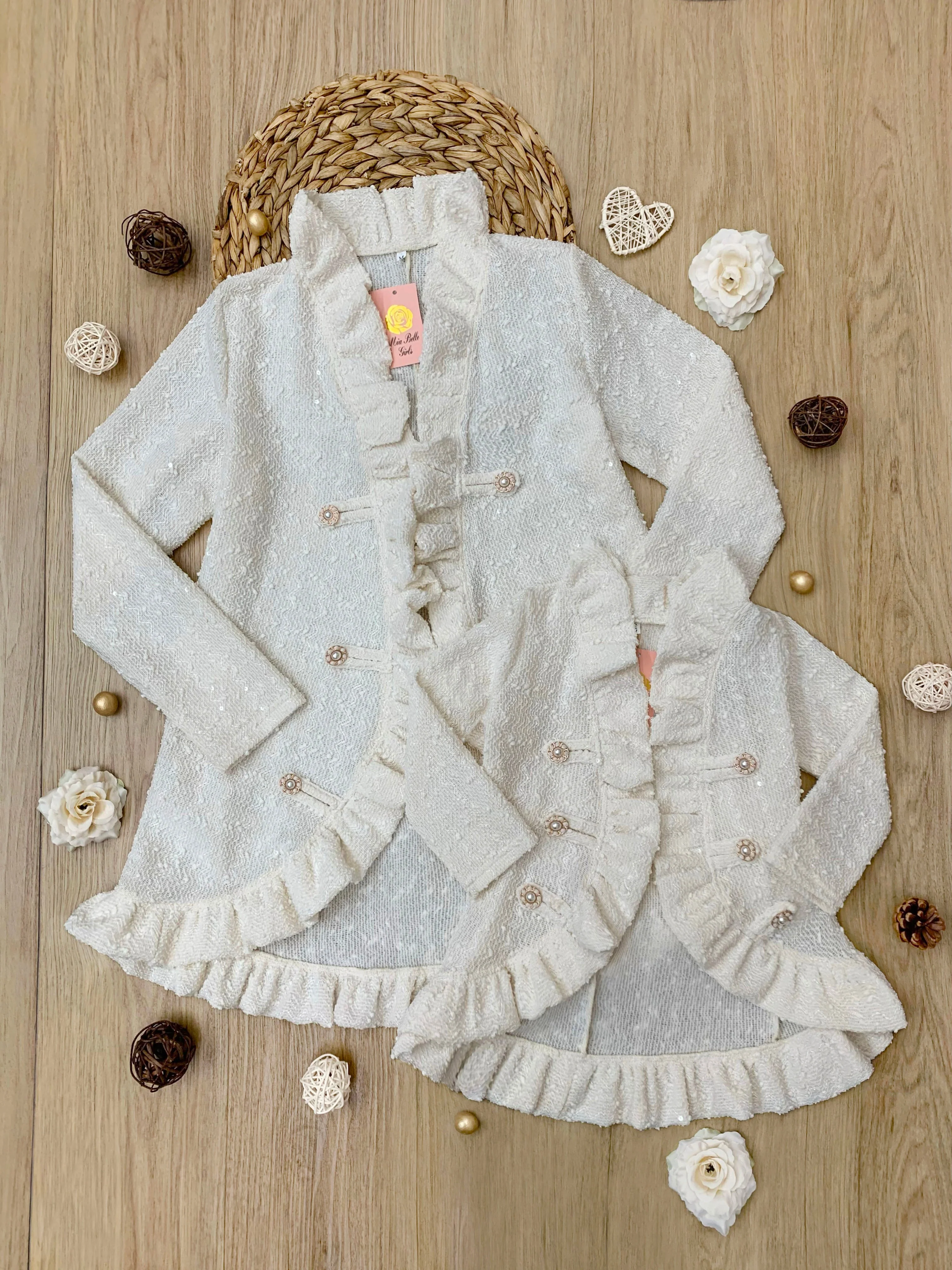 Mommy and Me Classy Duo Ivory Blazer Ruffle Cardigan - Image 4
