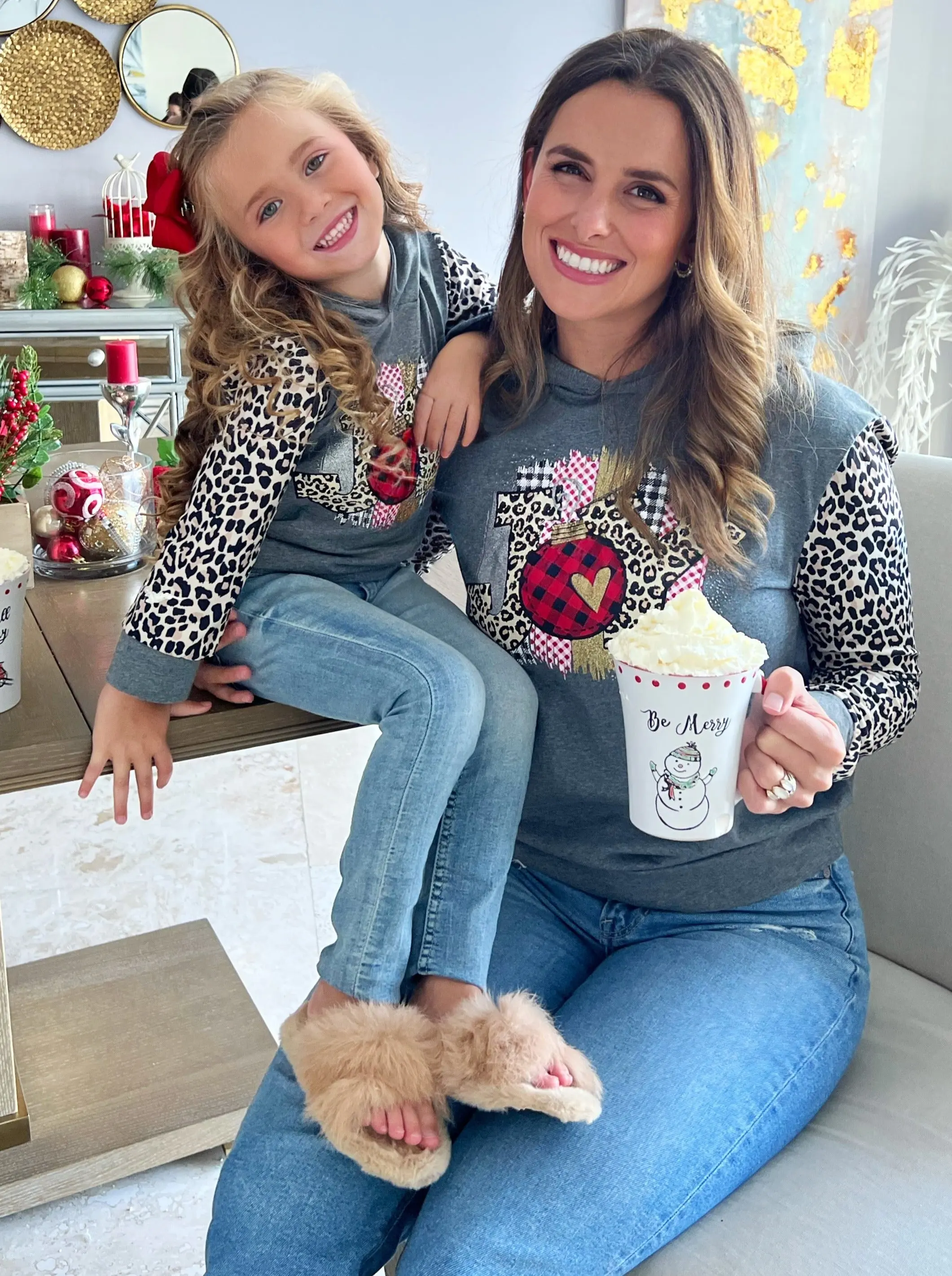 Mommy and Me Joy Leopard Raglan Hoodie - Image 3