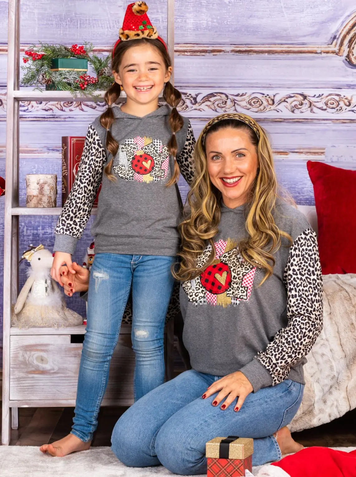 Mommy and Me Joy Leopard Raglan Hoodie - Image 6