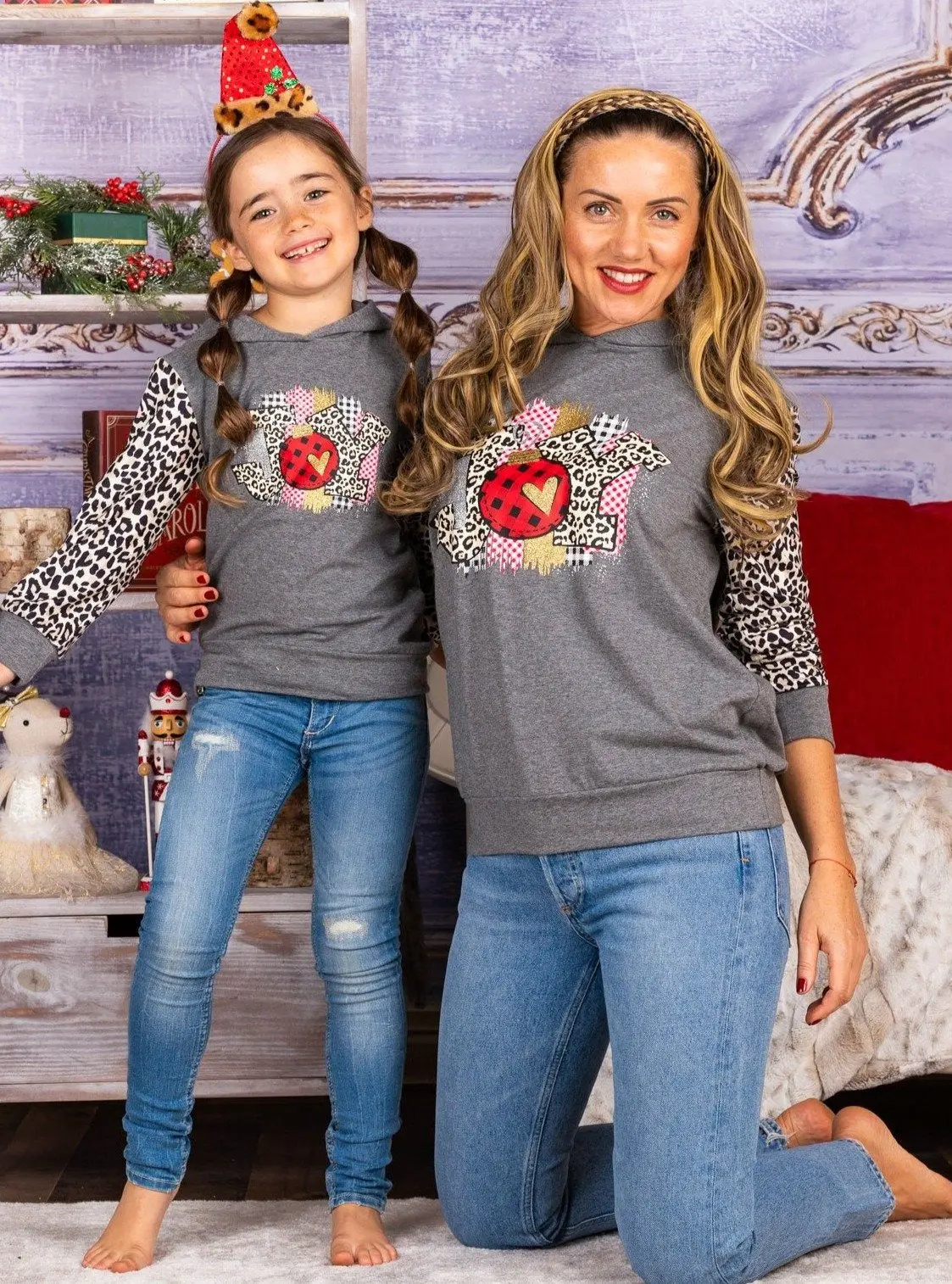 Mommy and Me Joy Leopard Raglan Hoodie - Image 7