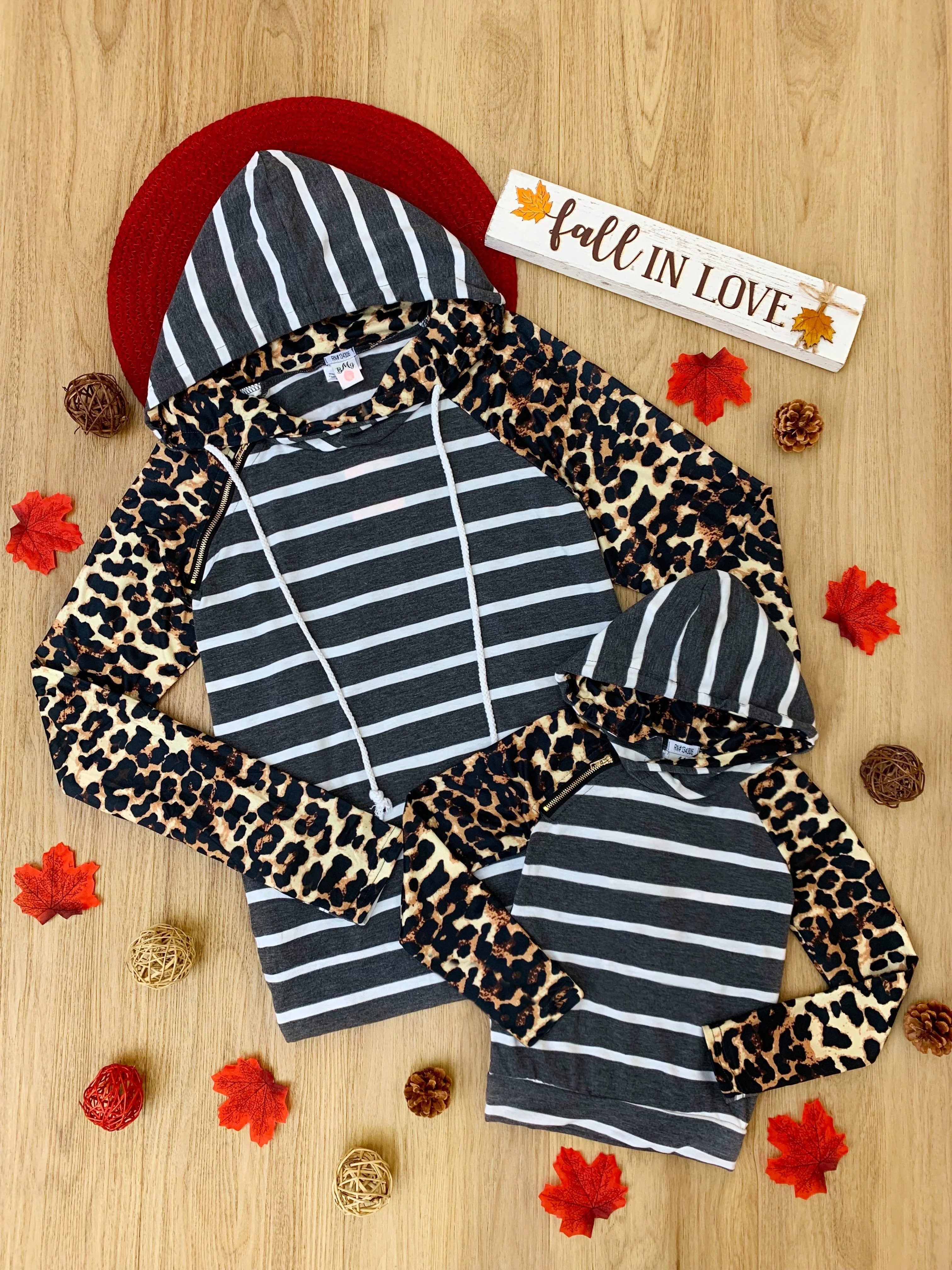 Mommy and Me Leopard Raglan Hoodie - Image 3