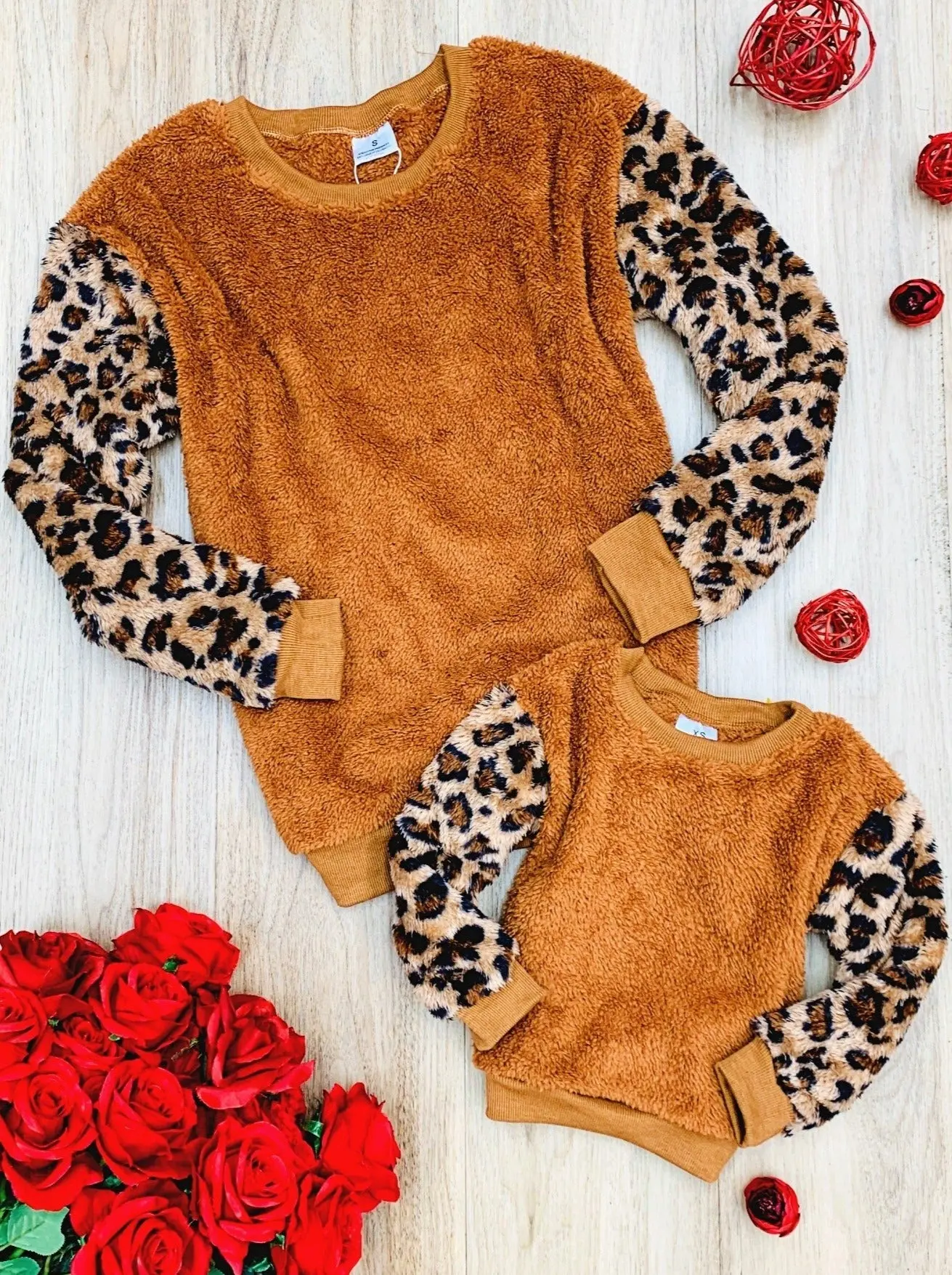 Mommy and Me Plush Leopard Raglan Sweater - Image 3