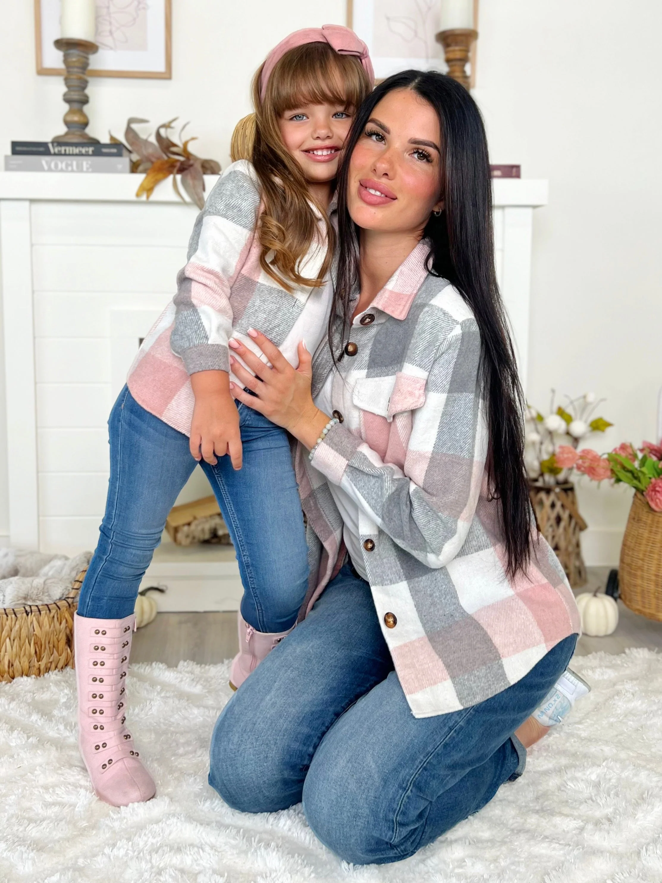 Mommy and Me Cozy Plaid Flannel Shacket - Image 2
