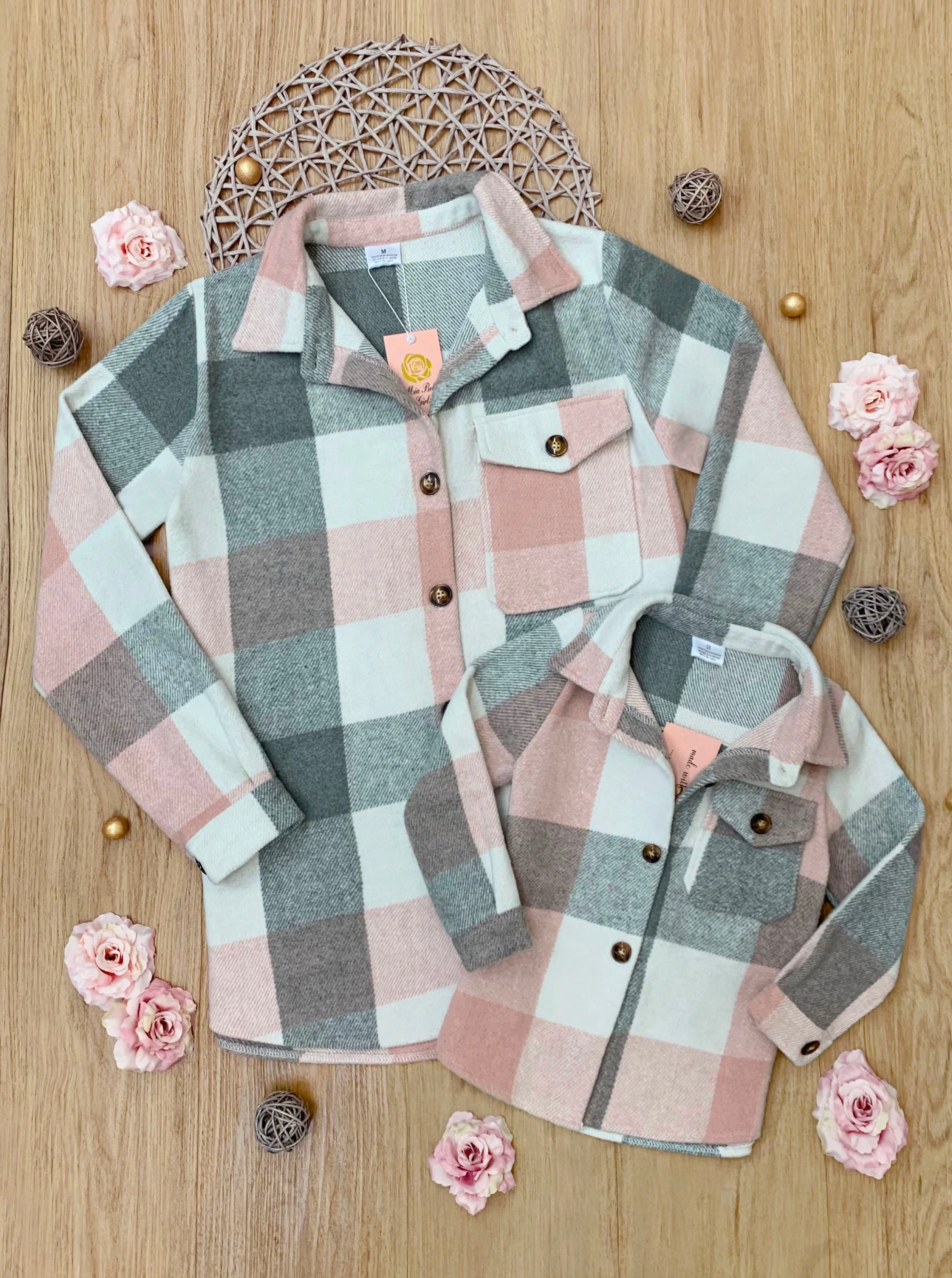 Mommy and Me Cozy Plaid Flannel Shacket - Image 3