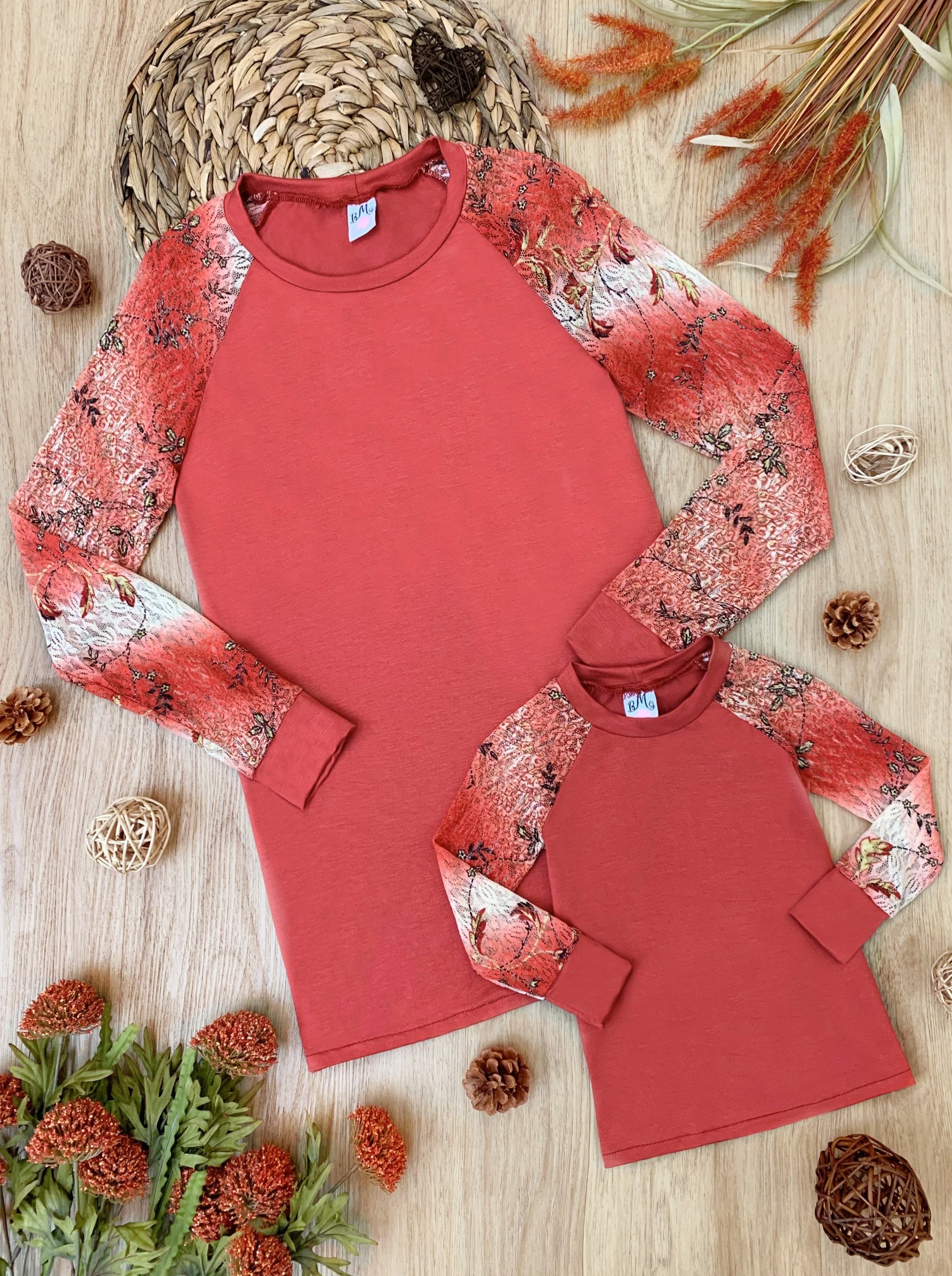Mommy and Me Autumn Florals Raglan Top - Image 2