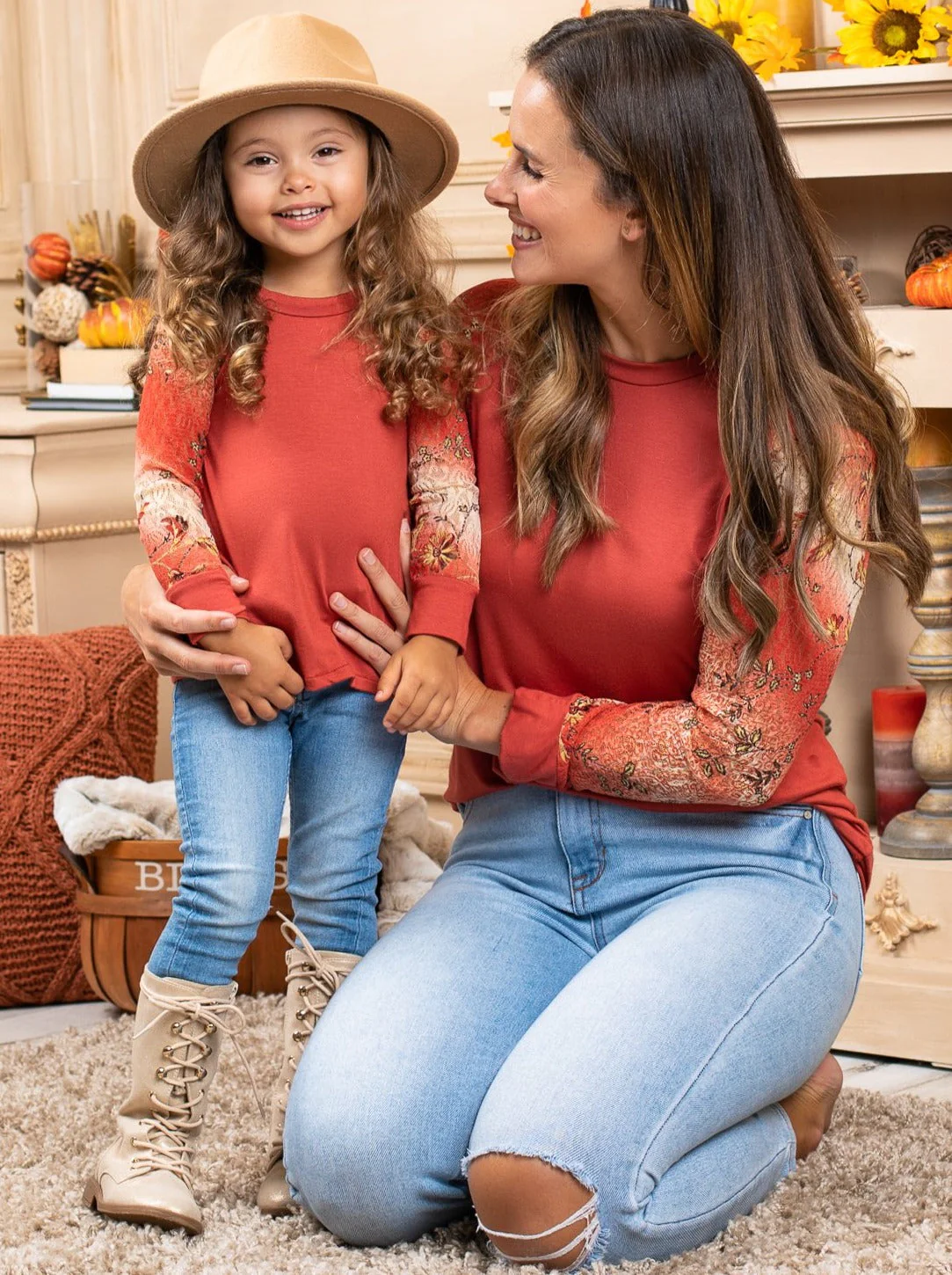 Mommy and Me Autumn Florals Raglan Top - Image 3