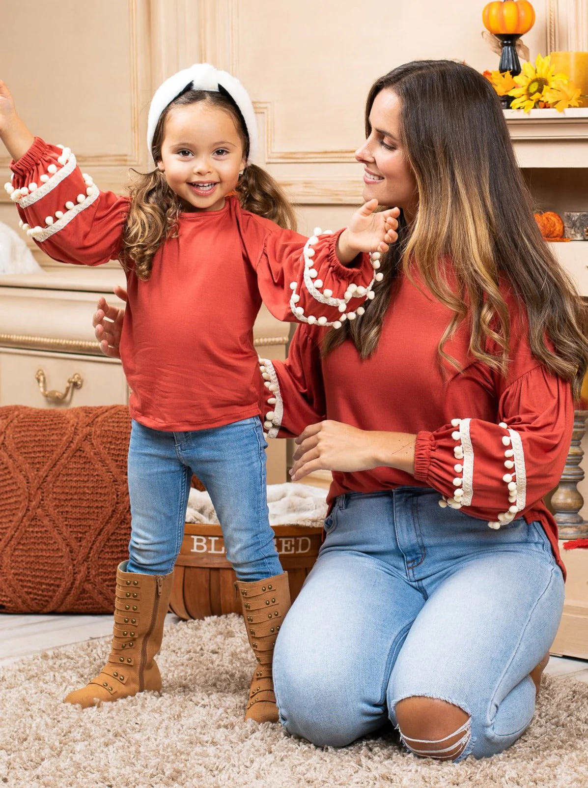 Mommy and Me Tassel Puff Sleeve Top - Image 10