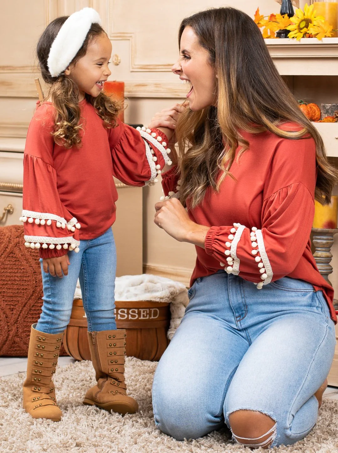 Mommy and Me Tassel Puff Sleeve Top - Image 8