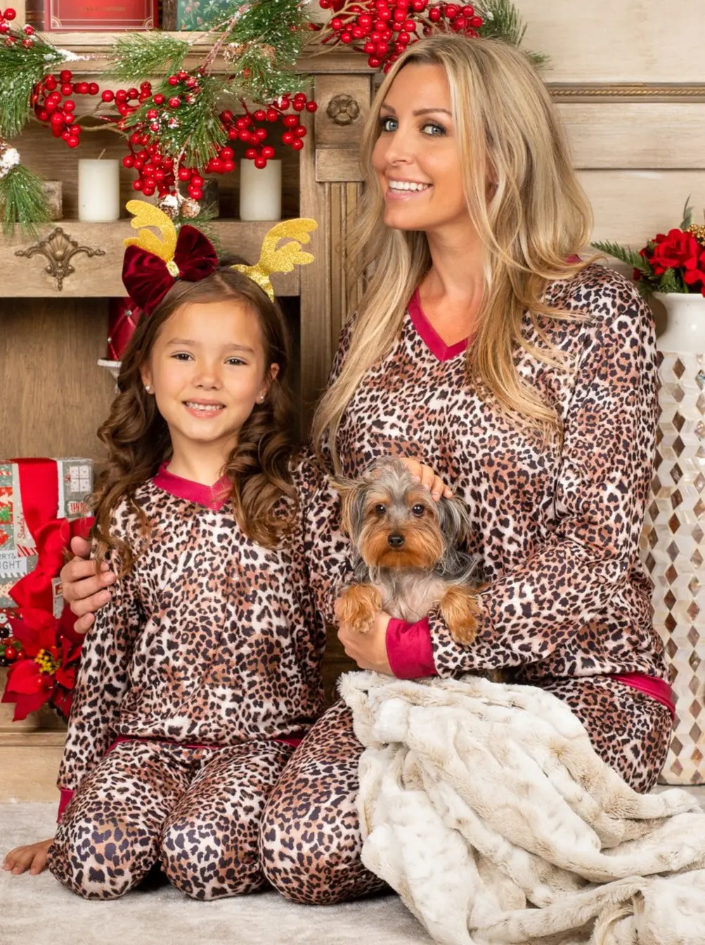 Mommy and Me Crimson Leopard Lounge Set - Image 4