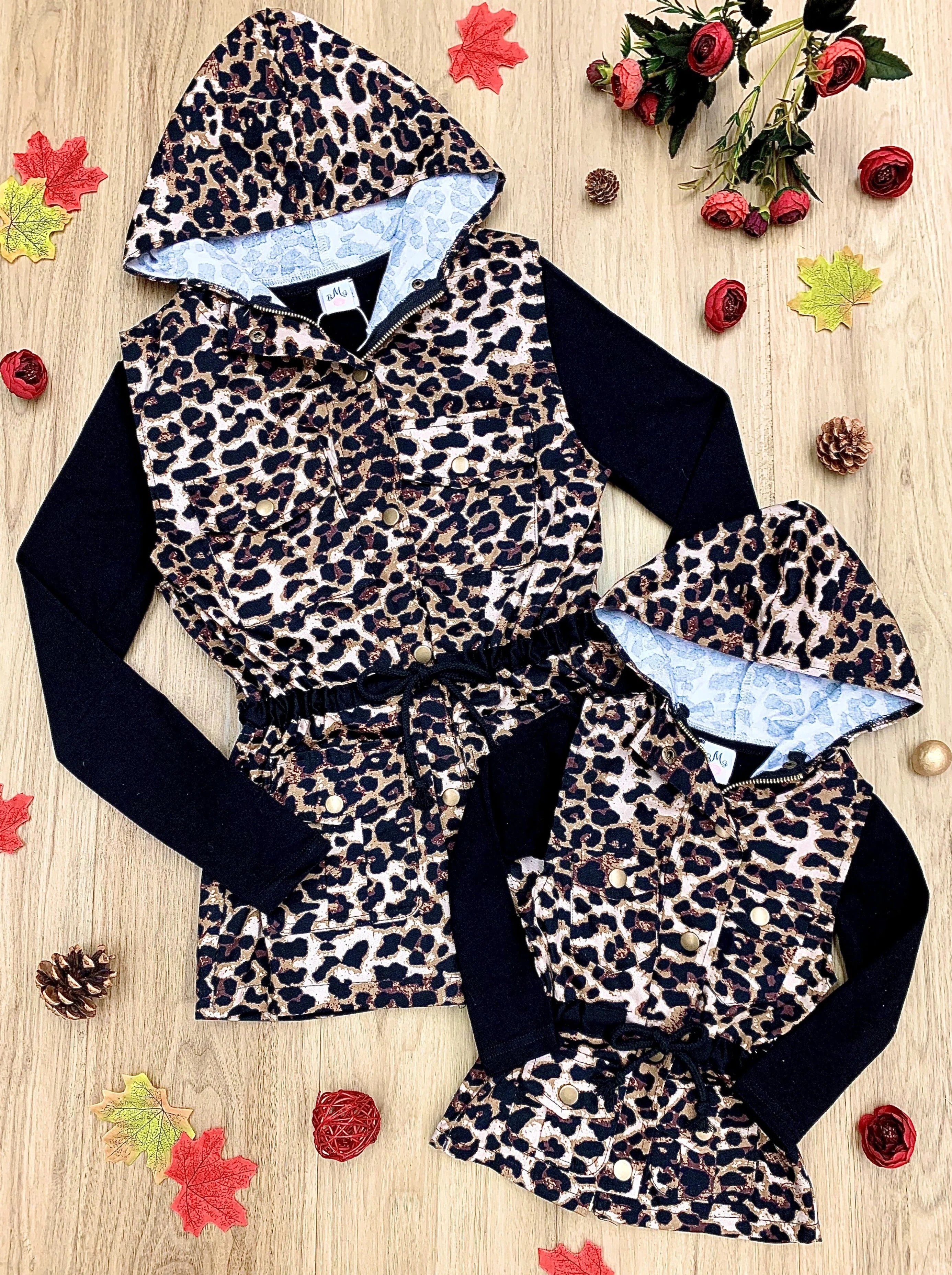 Mommy and Me Top and Leopard Hoodie Vest Set - Image 4