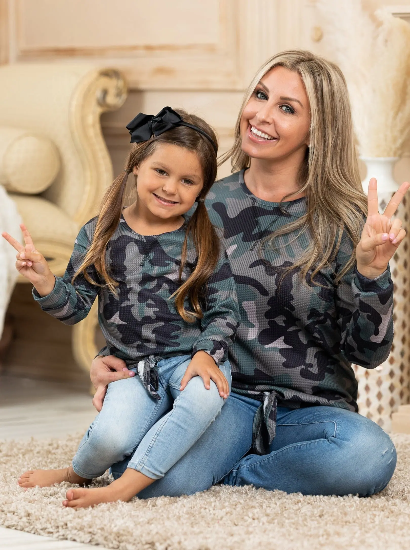 Mommy and Me In Command Camo Knot Hem Top - Image 2