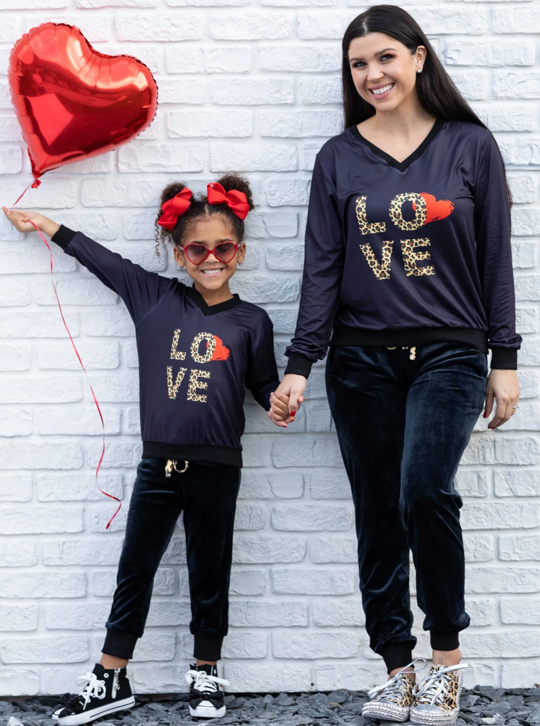 Mommy and Me Leopard Love Jogger Set - Image 2