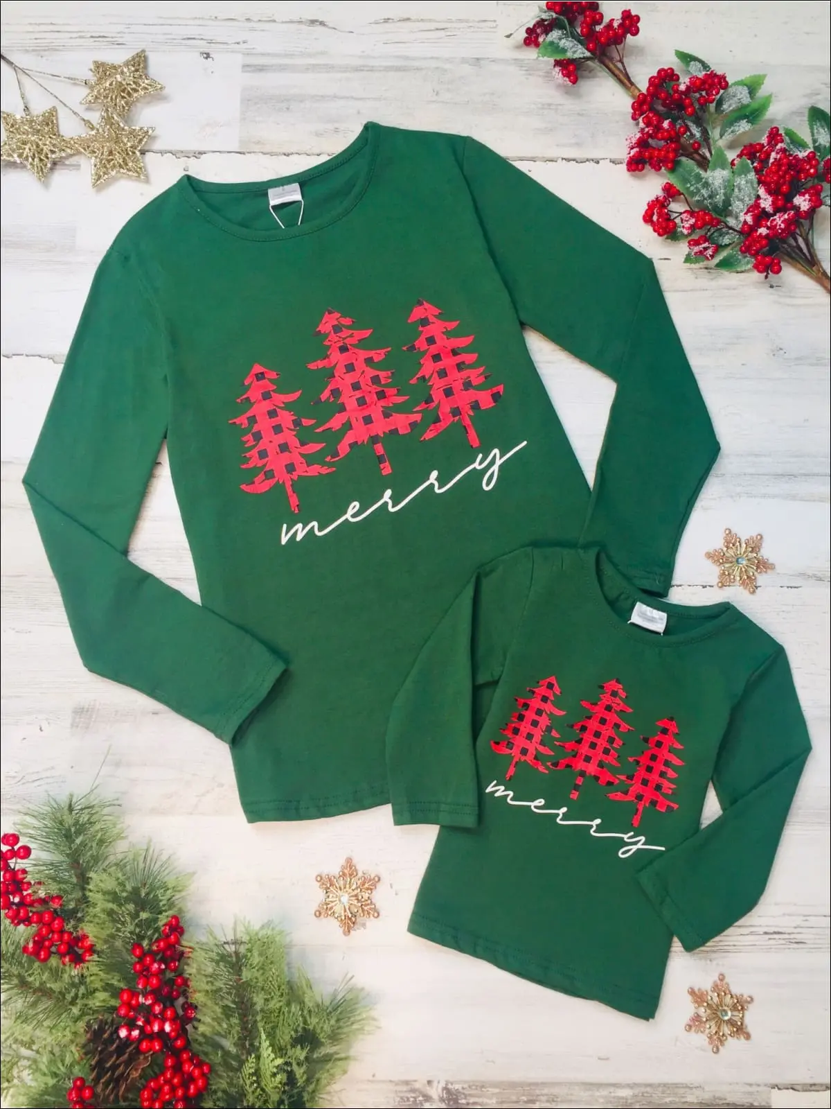 Mommy and Me Merry Plaid Christmas Tree Top - Image 4