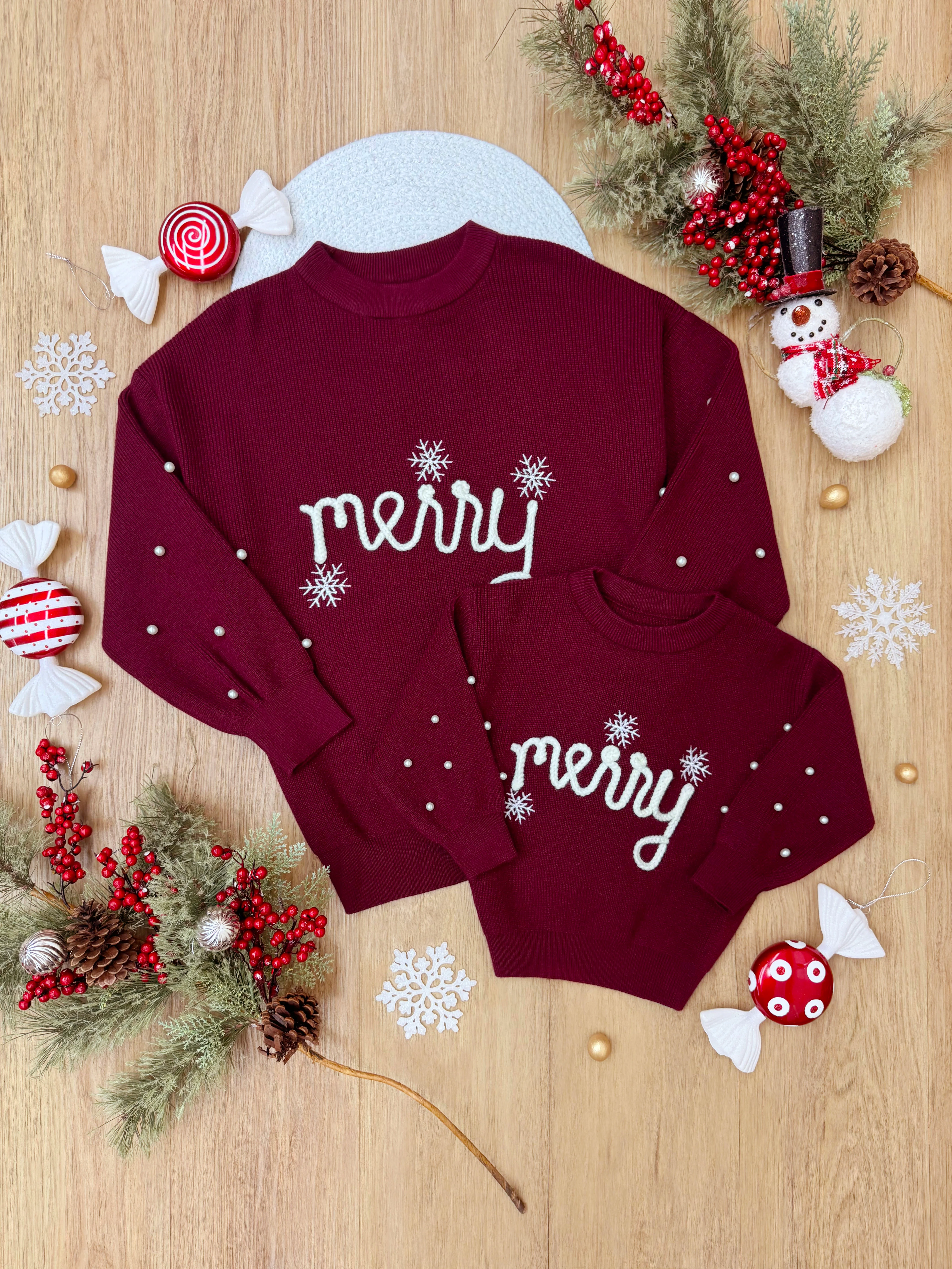 Mommy and Me Snowflake Merry Christmas Sweater - Image 3