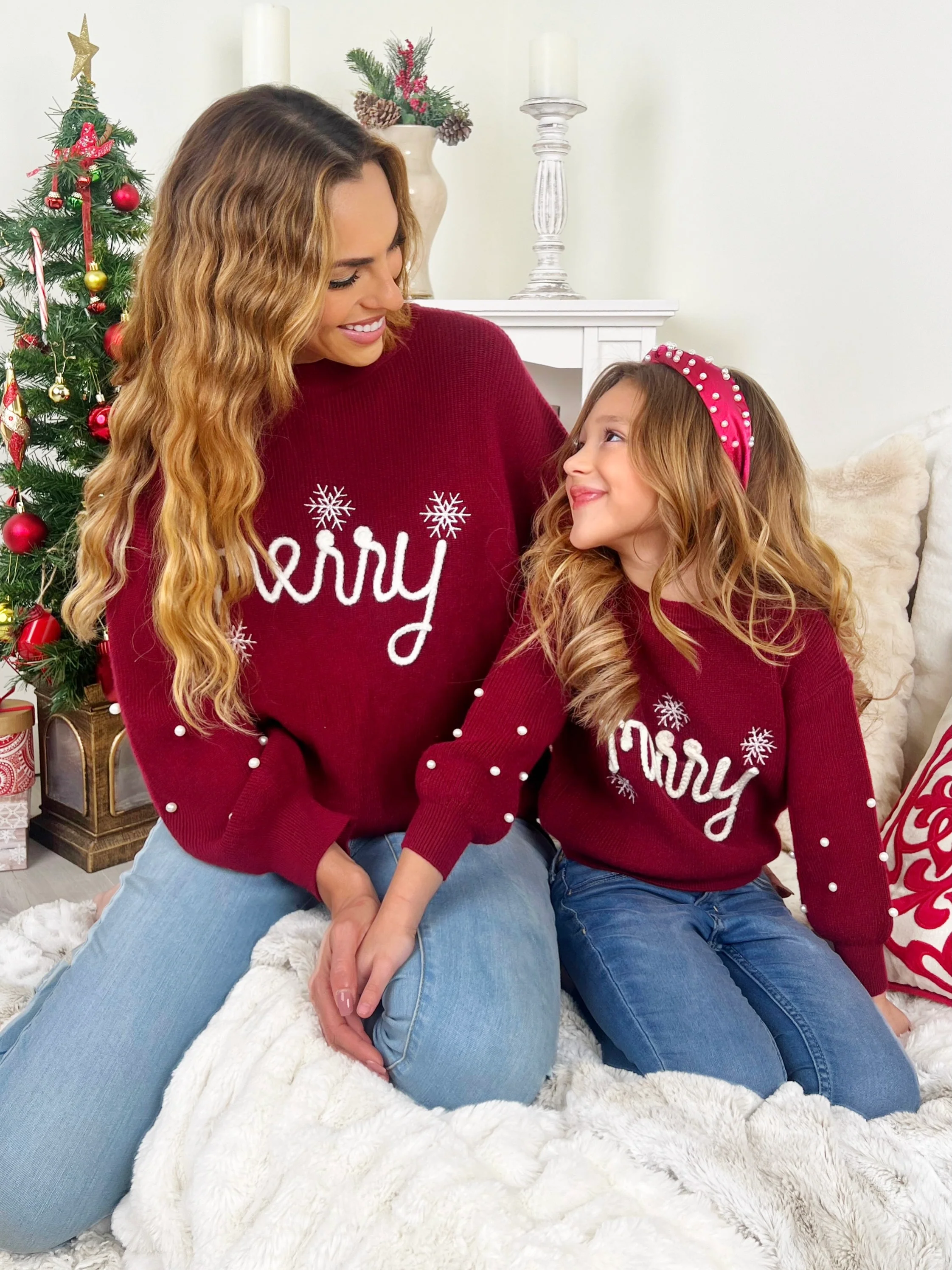 Mommy and Me Snowflake Merry Christmas Sweater - Image 4