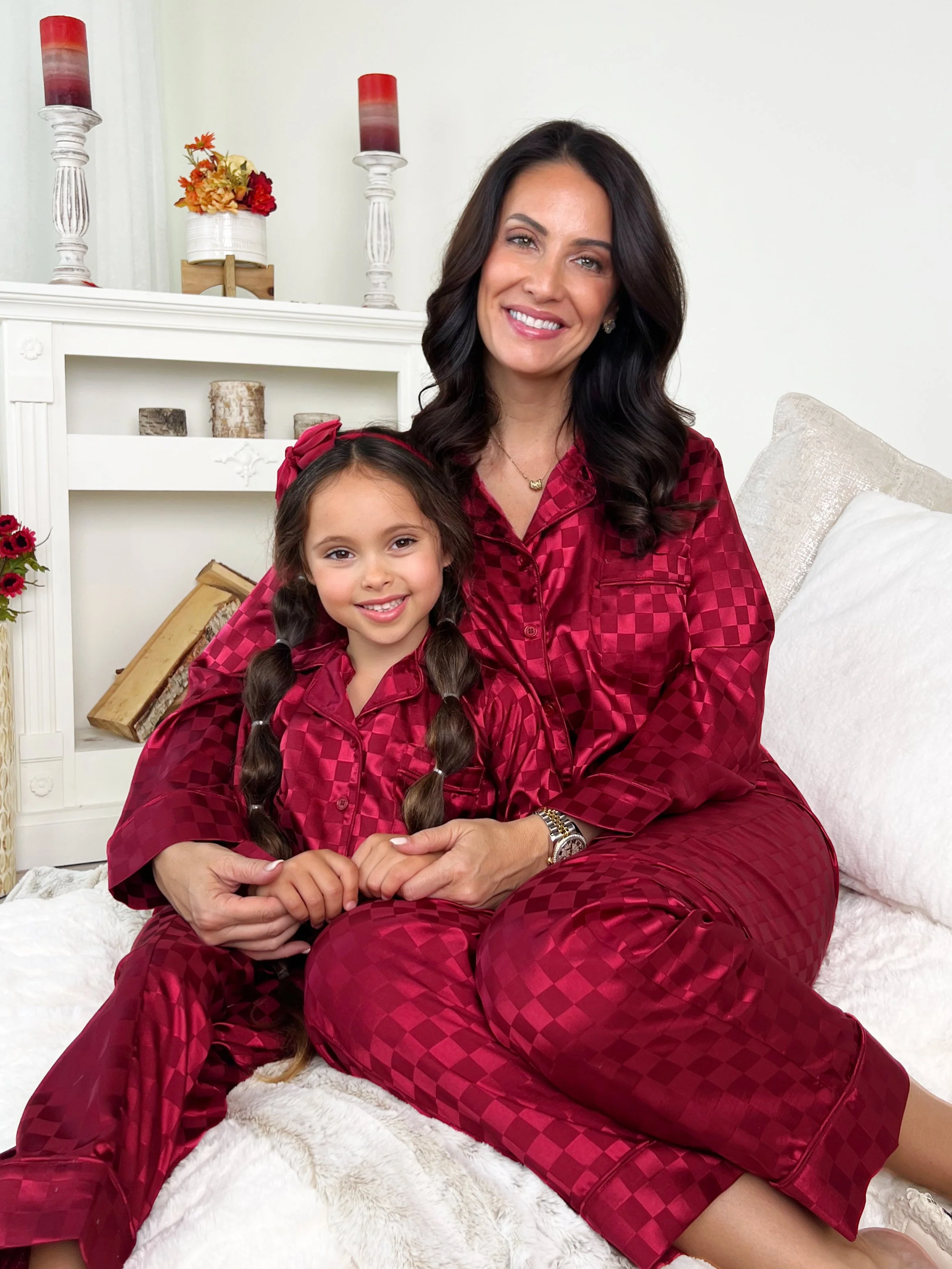 Mommy and Me Checkered Silky Pajamas - Image 3