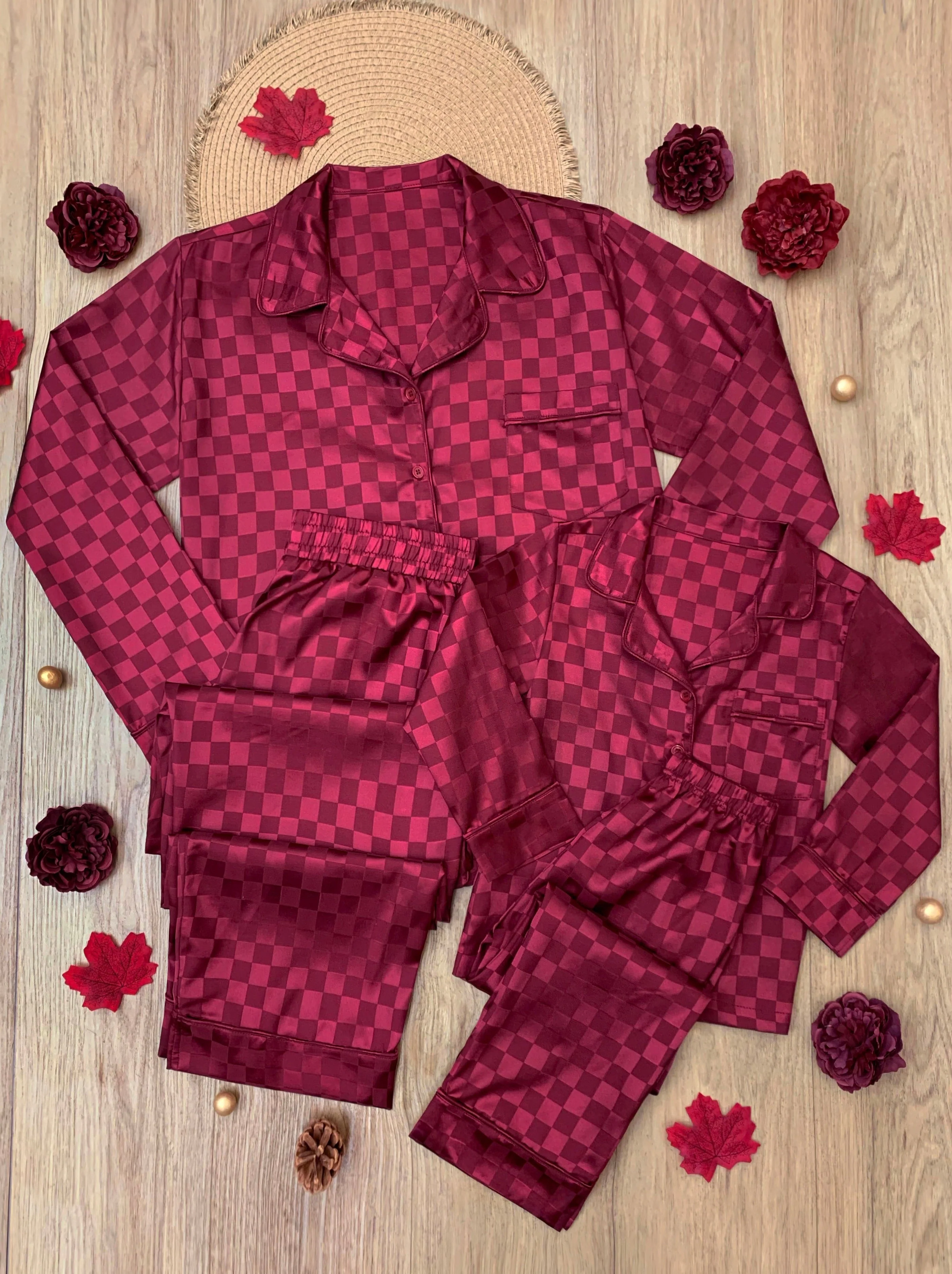 Mommy and Me Checkered Silky Pajamas - Image 4