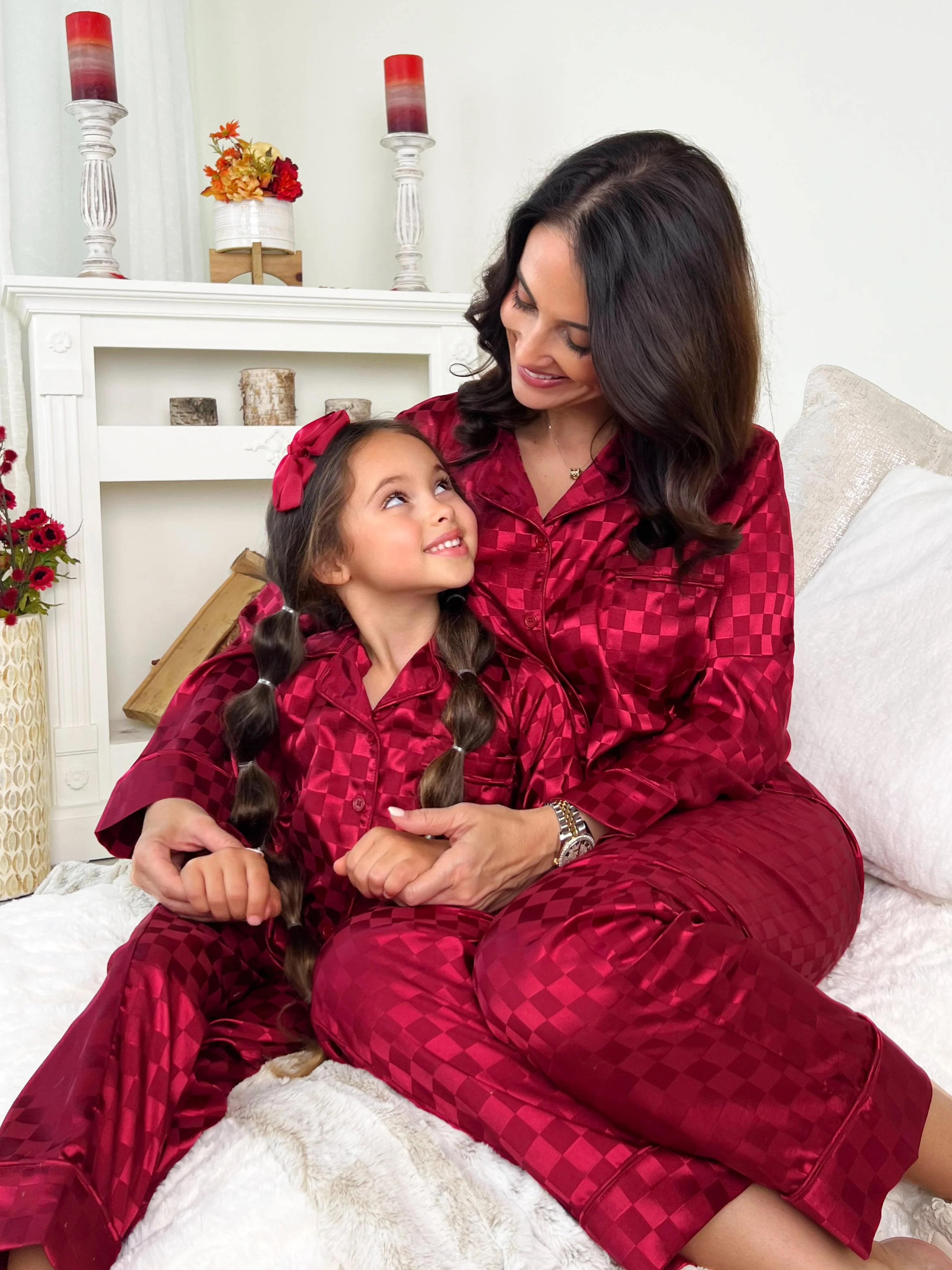 Mommy and Me Checkered Silky Pajamas - Image 5