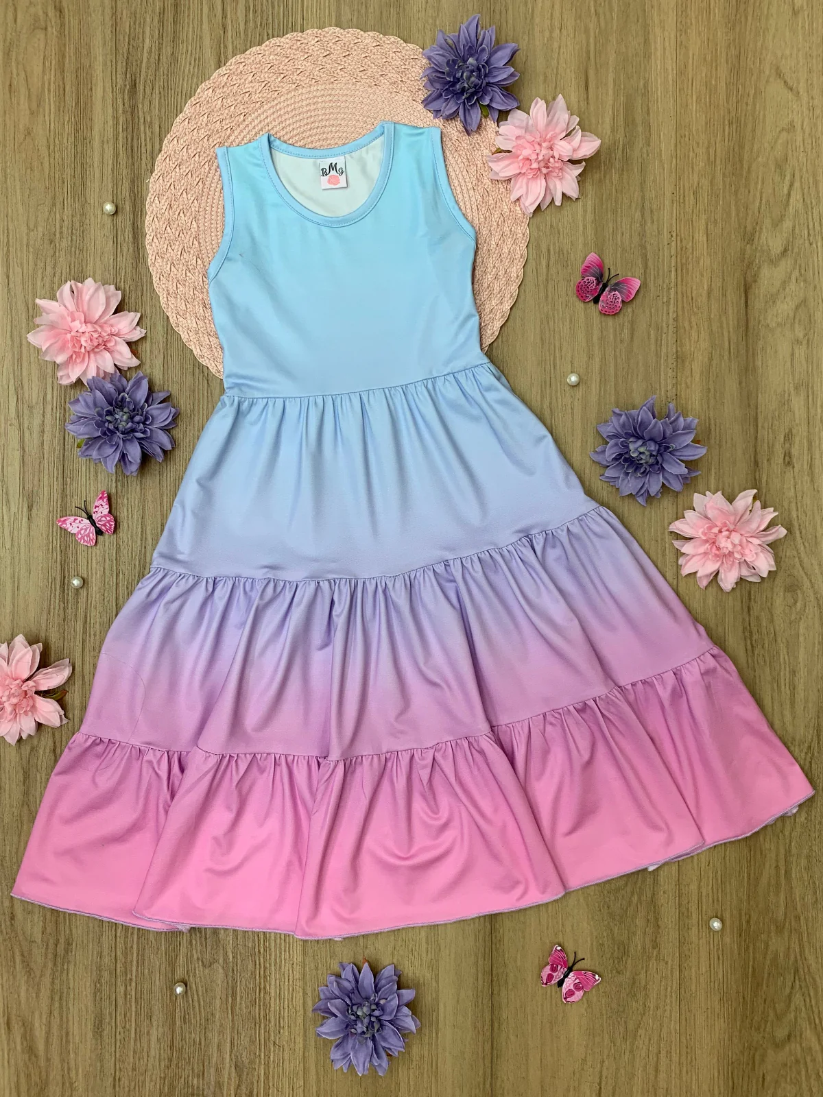 Mommy and Me Pastel Ombre Tiered Maxi Dress - Image 4