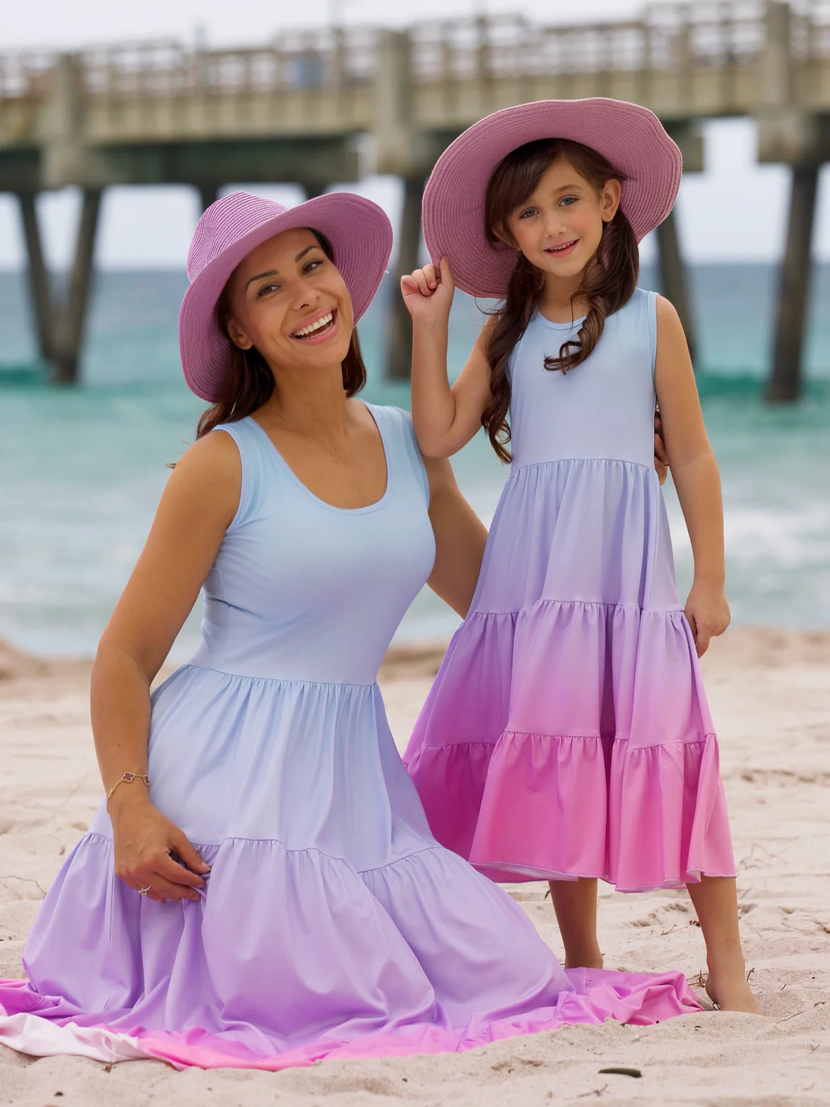 Mommy and Me Pastel Ombre Tiered Maxi Dress - Image 5