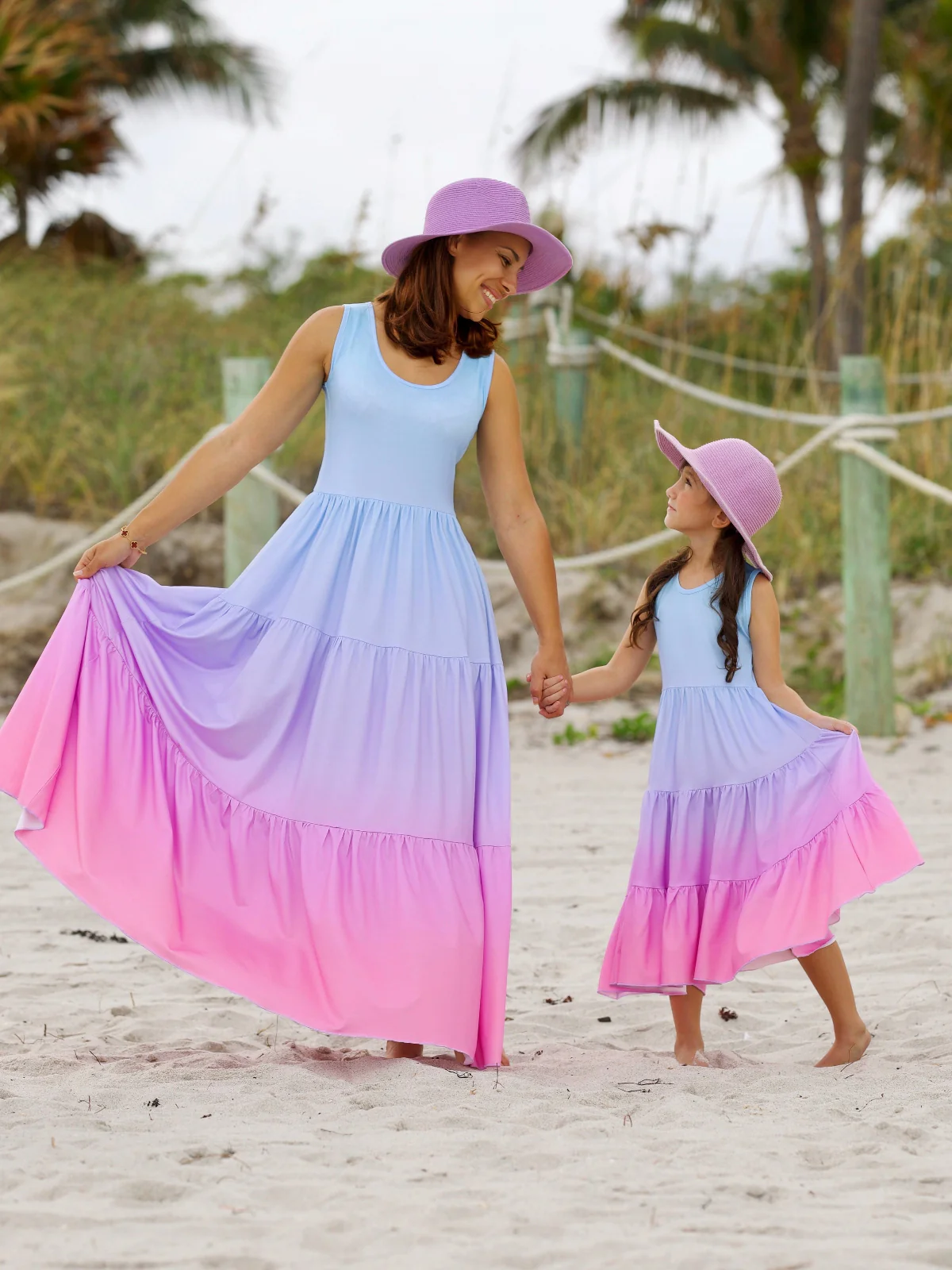 Mommy and Me Pastel Ombre Tiered Maxi Dress - Image 6