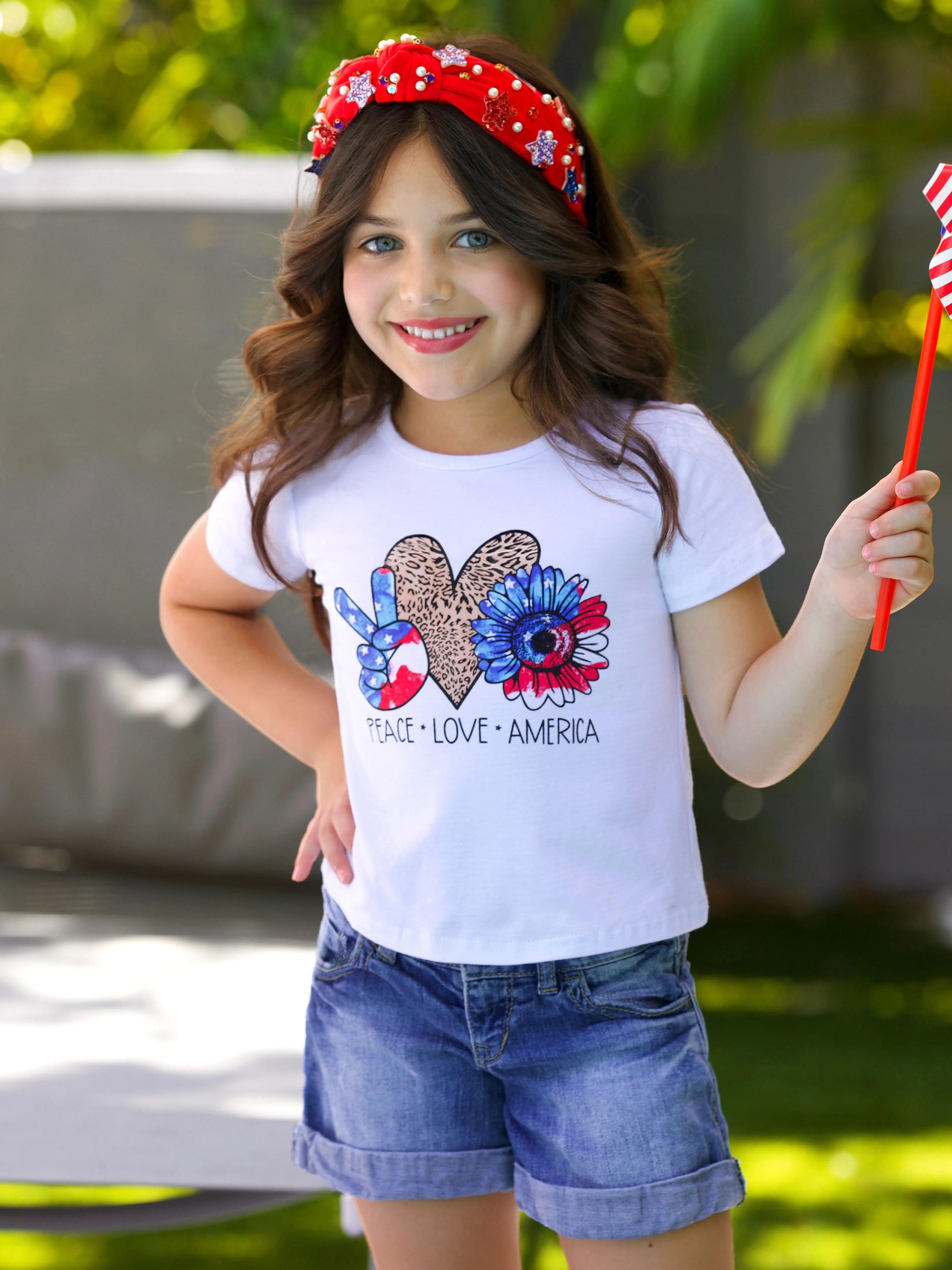 Peace, Love, America Short Sleeve Top - Image 3