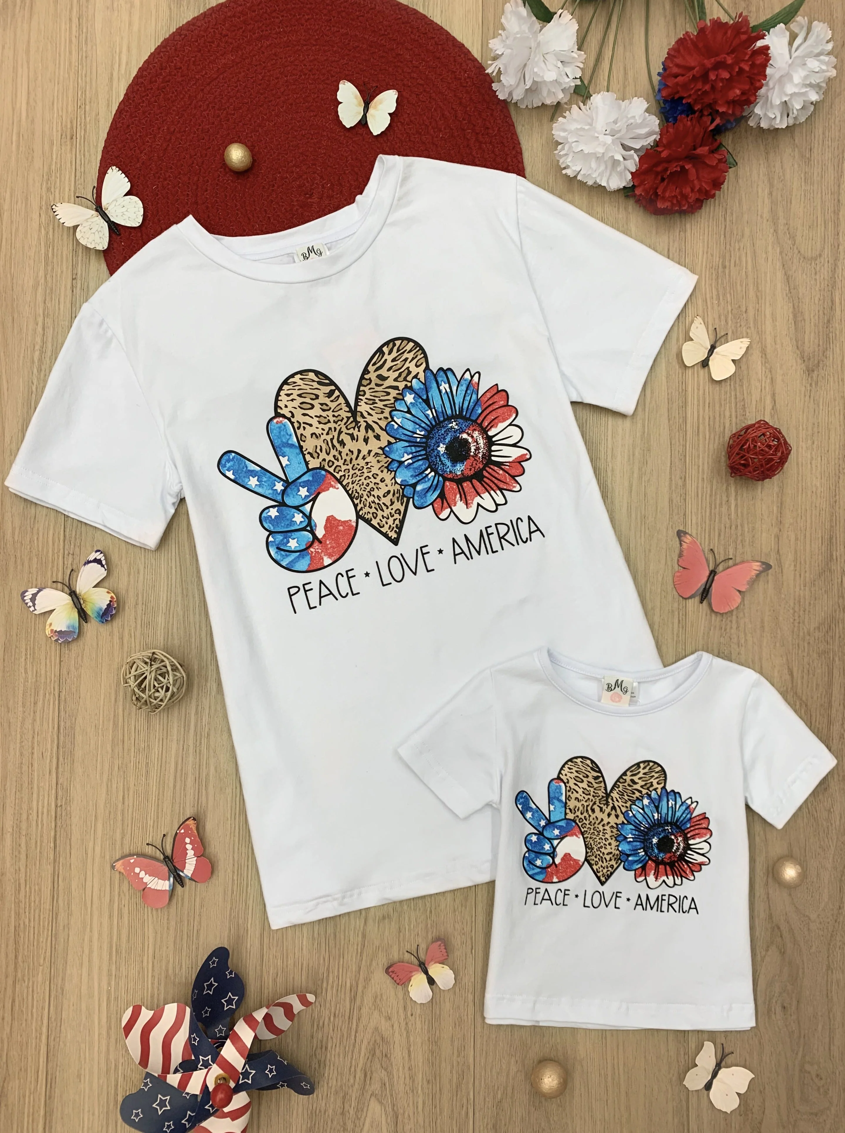 Peace, Love, America Short Sleeve Top - Image 5