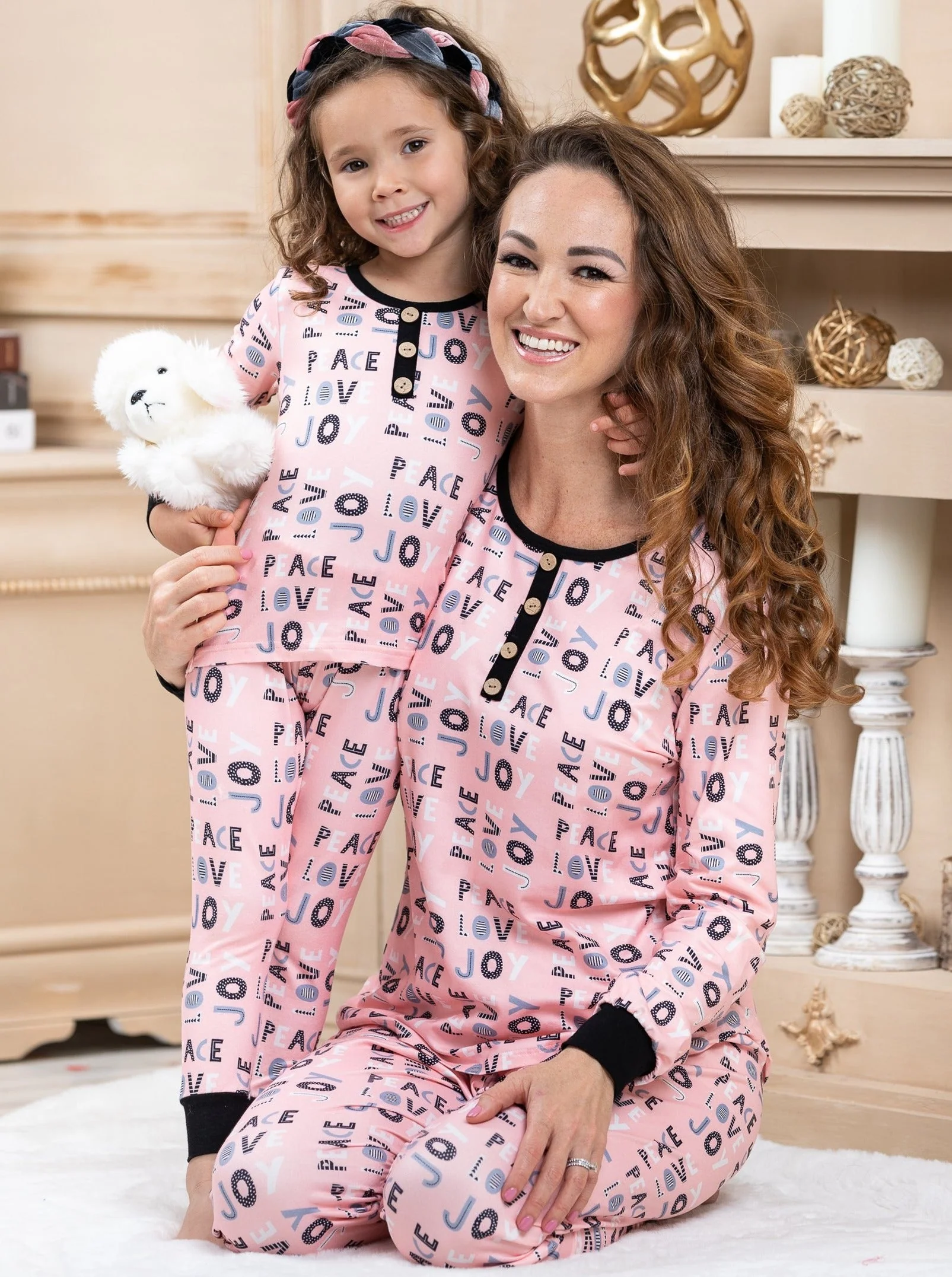 Mommy and Me Peace, Love, Joy Pajama Set - Image 3
