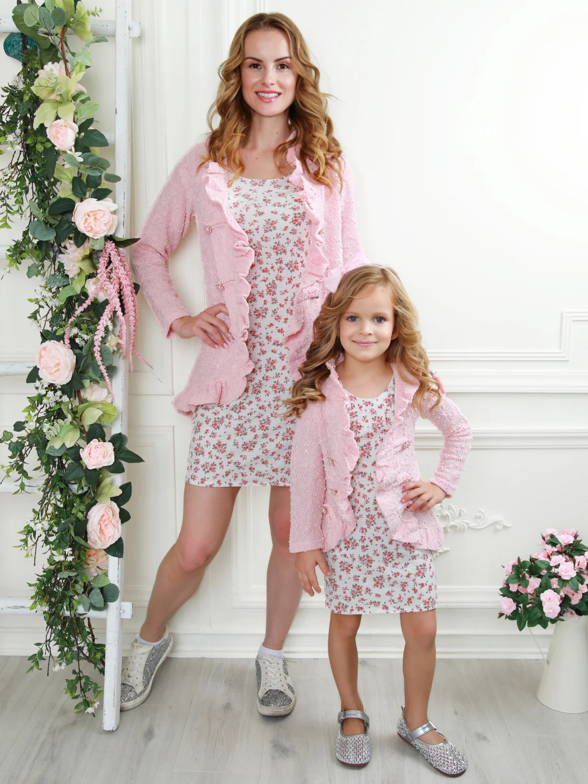 Mommy and Me Classy Duo Pink Blazer Ruffle Cardigan - Image 4