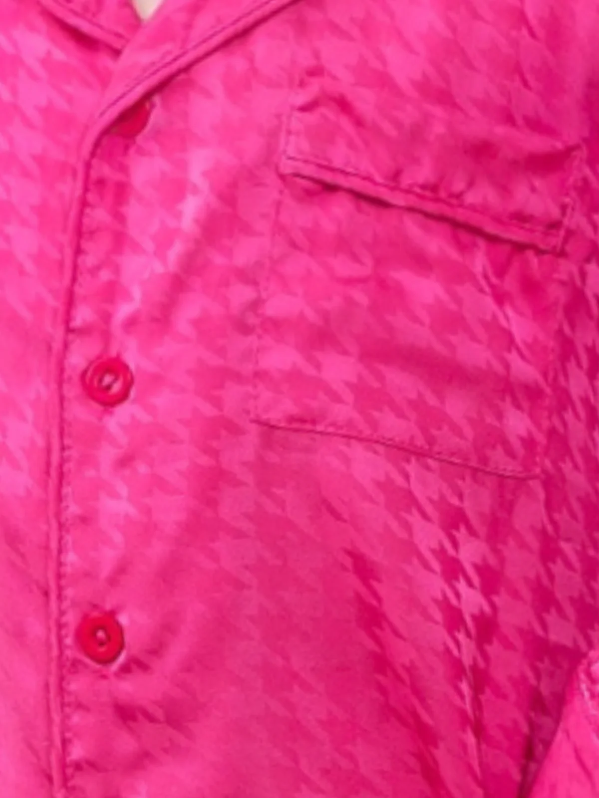 Mommy and Me Houndstooth Pink Silky Pajama Set - Image 3