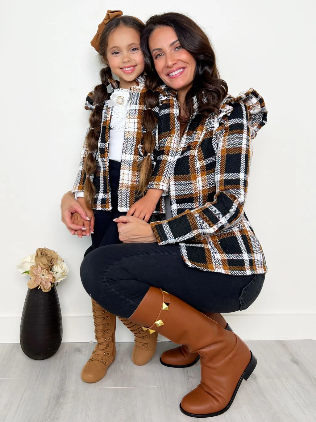 Mommy And Me Plaid Ruffle Bomber Jacket - Image 2