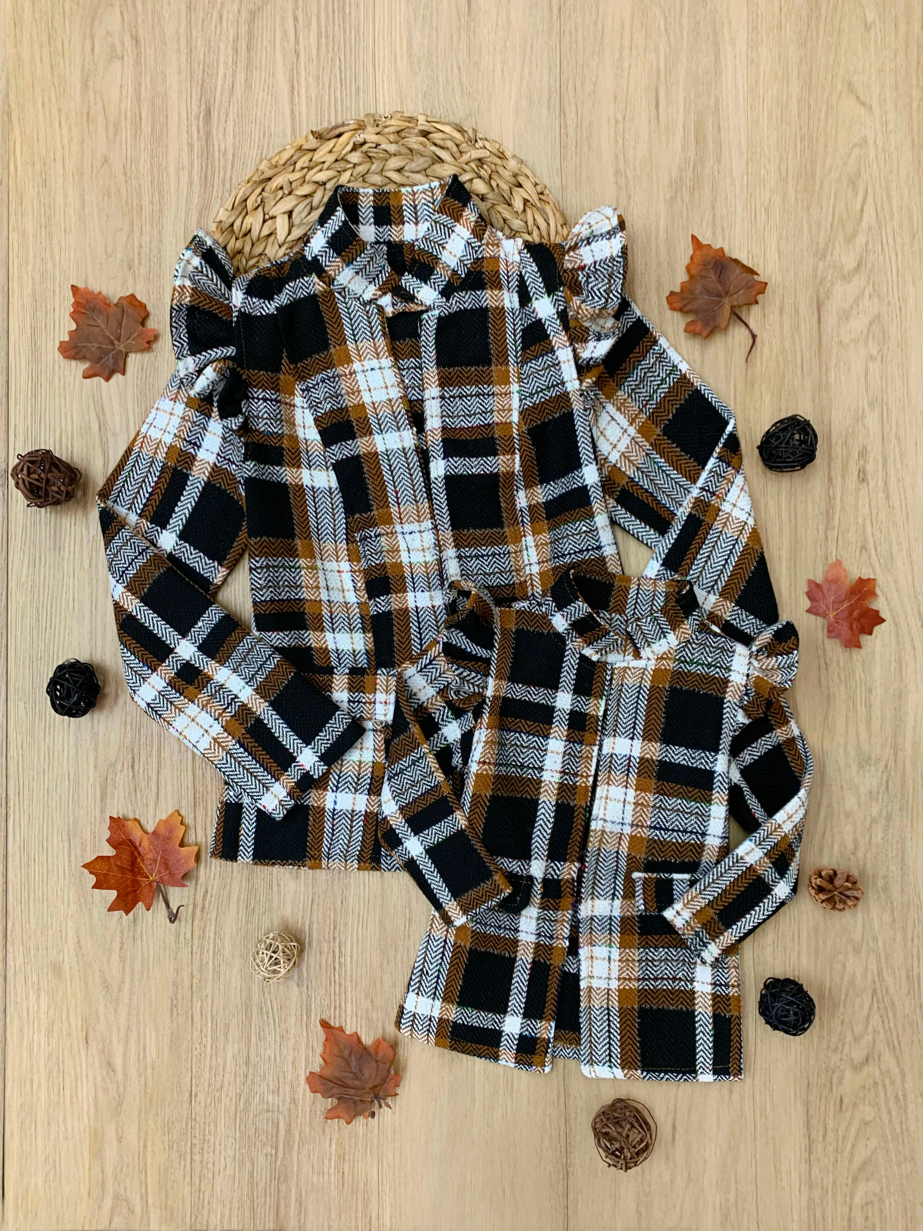 Mommy And Me Plaid Ruffle Bomber Jacket - Image 5