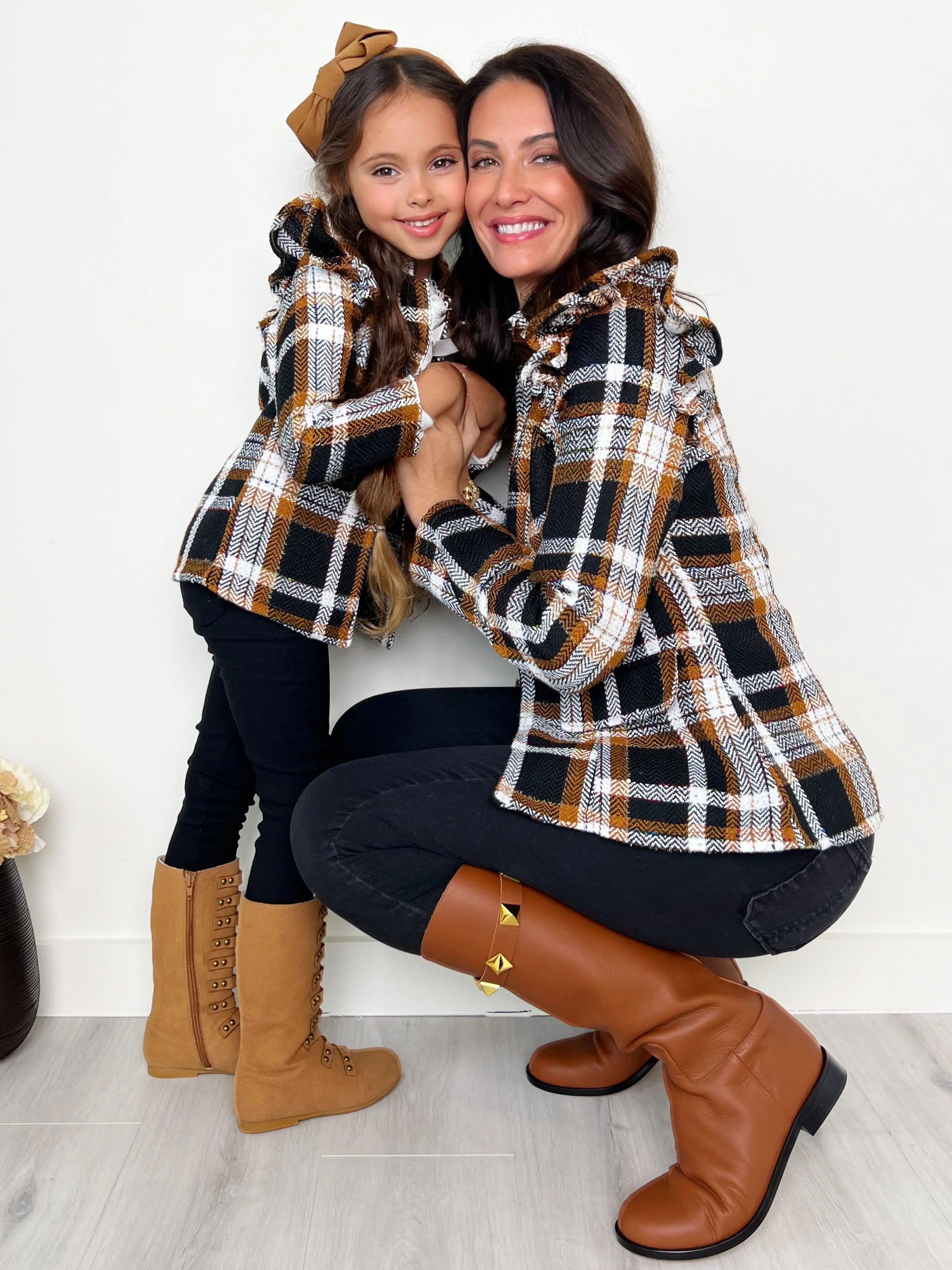 Mommy And Me Plaid Ruffle Bomber Jacket - Image 6