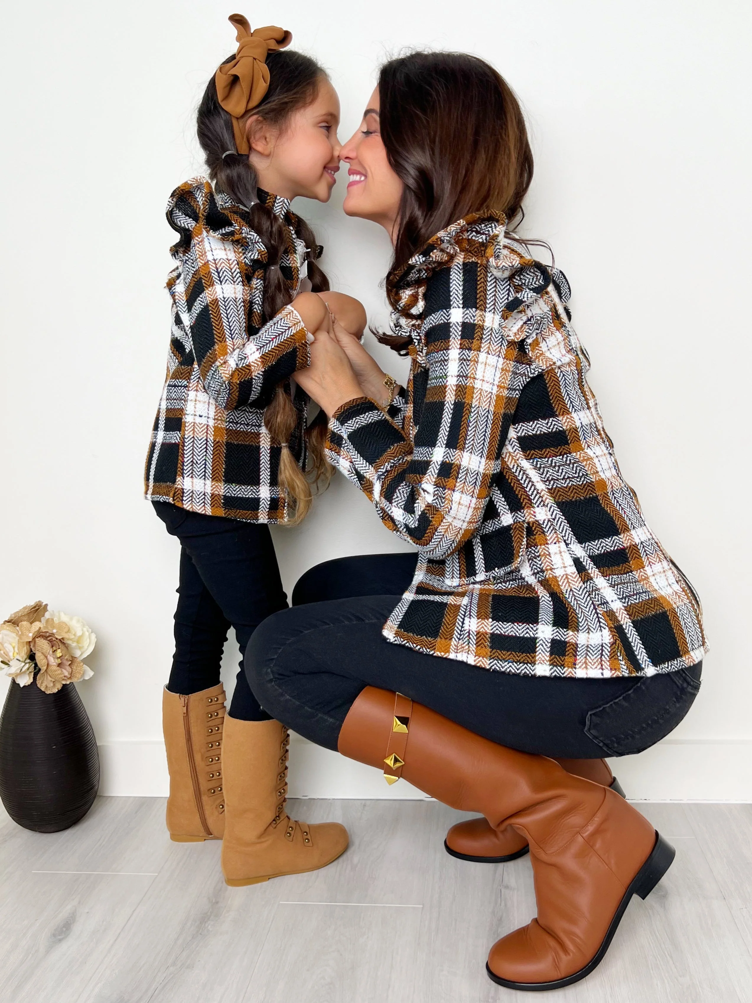 Mommy And Me Plaid Ruffle Bomber Jacket - Image 7
