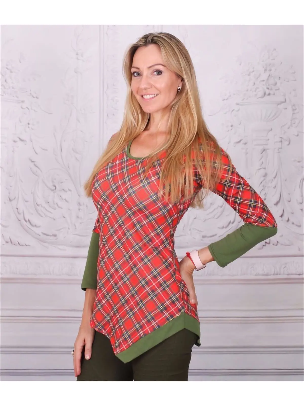 Mommy and Me Asymmetric Plaid Tunic - Image 3