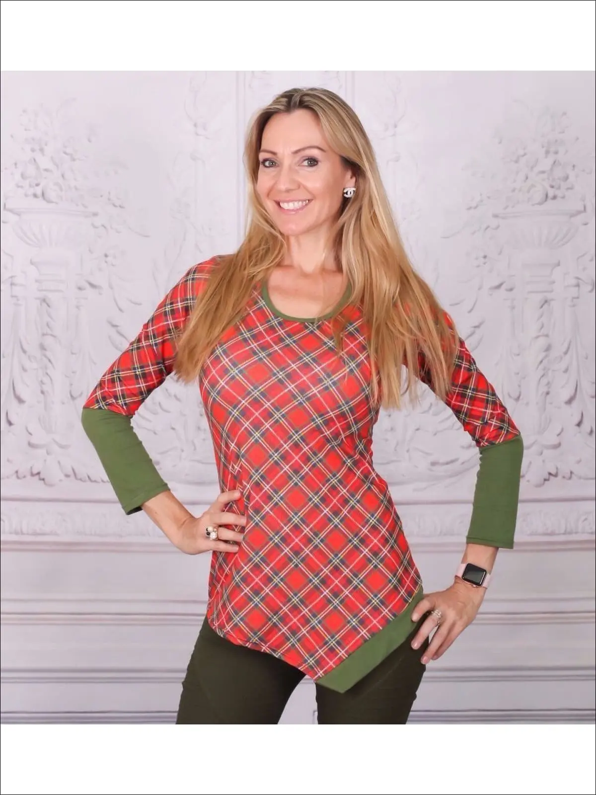 Mommy and Me Asymmetric Plaid Tunic - Image 4