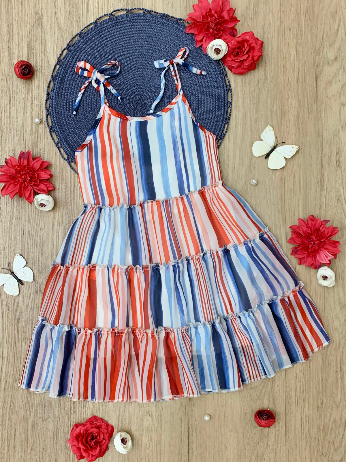Mommy and Me Red White and Fabulous Striped Halter Dress - Image 4