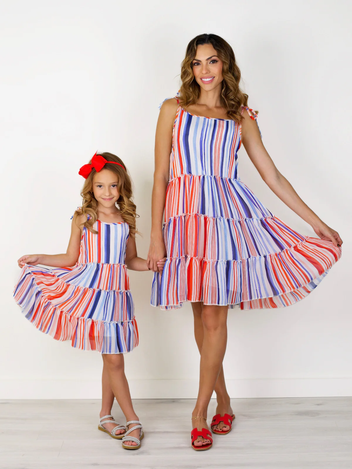 Mommy and Me Red White and Fabulous Striped Halter Dress - Image 5
